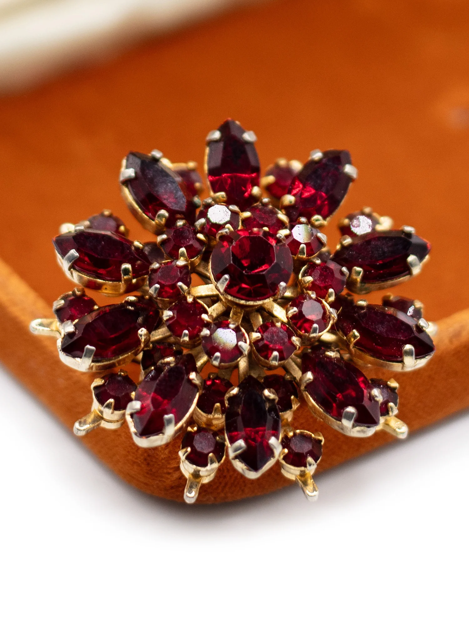 Vintage 50's Red Rhinestone Starburst Brooch by Northern Grip