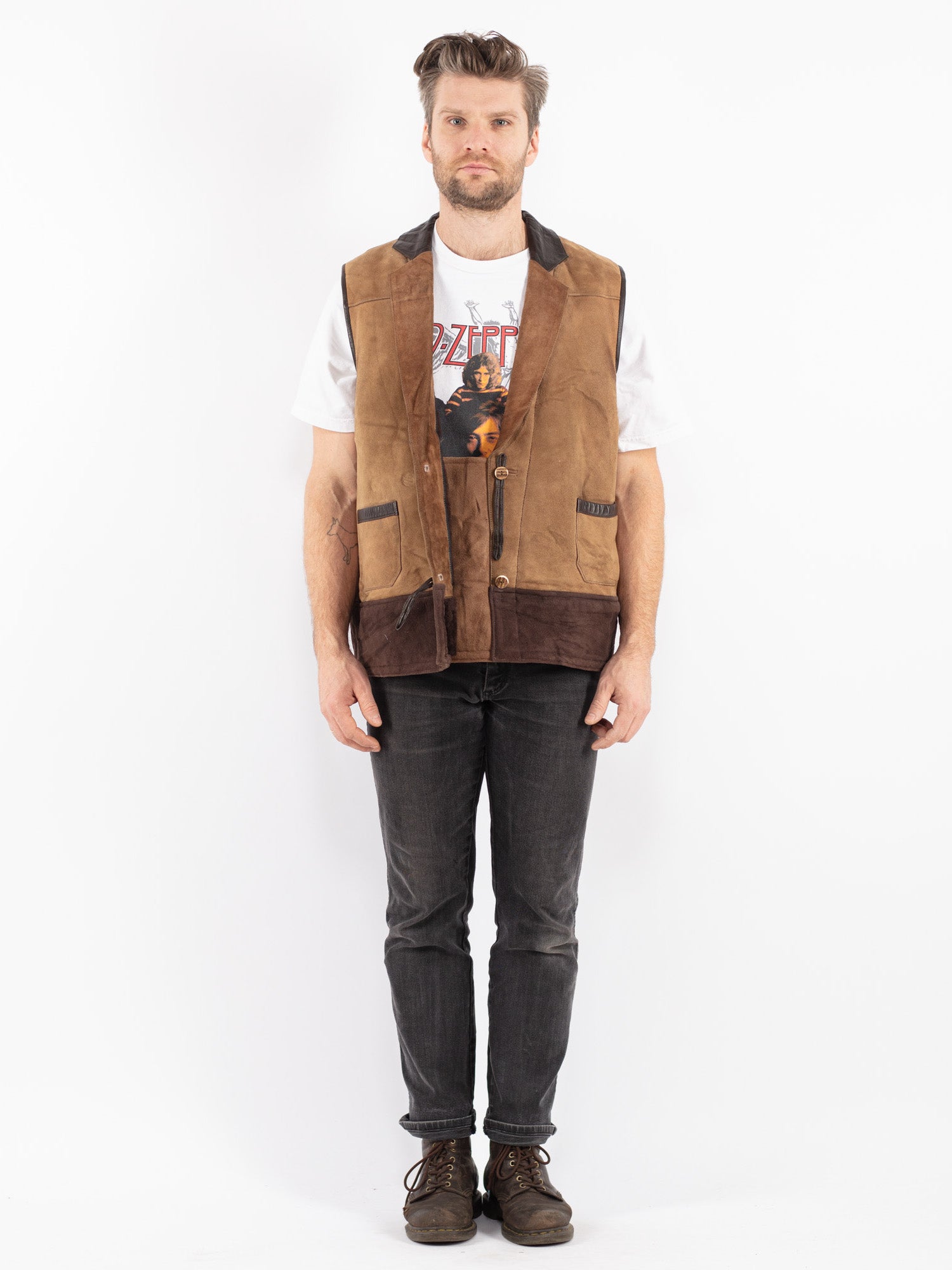 Vintage 70's Men Sheepskin Vest in Beige by Northern Grip