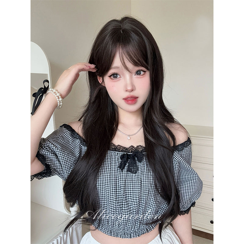 Kawaii Matte Long Wavy JK Full Wig Black Tea - Alice Garden by Land Decora