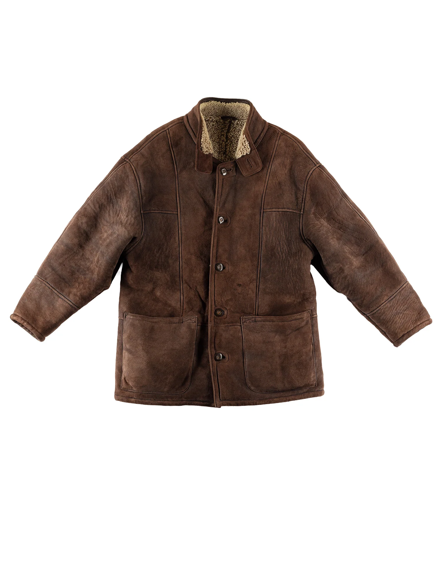 Vintage 80's Men Sheepskin Coat in Brown by Northern Grip