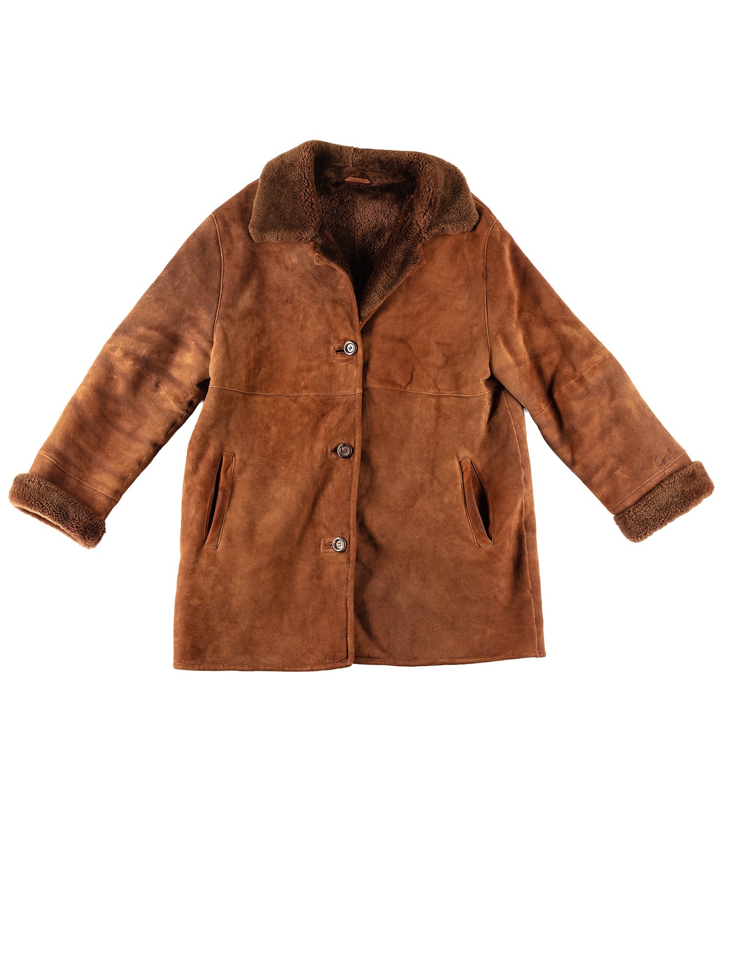 Vintage 70's Women Sheepskin Coat in Brown by Northern Grip
