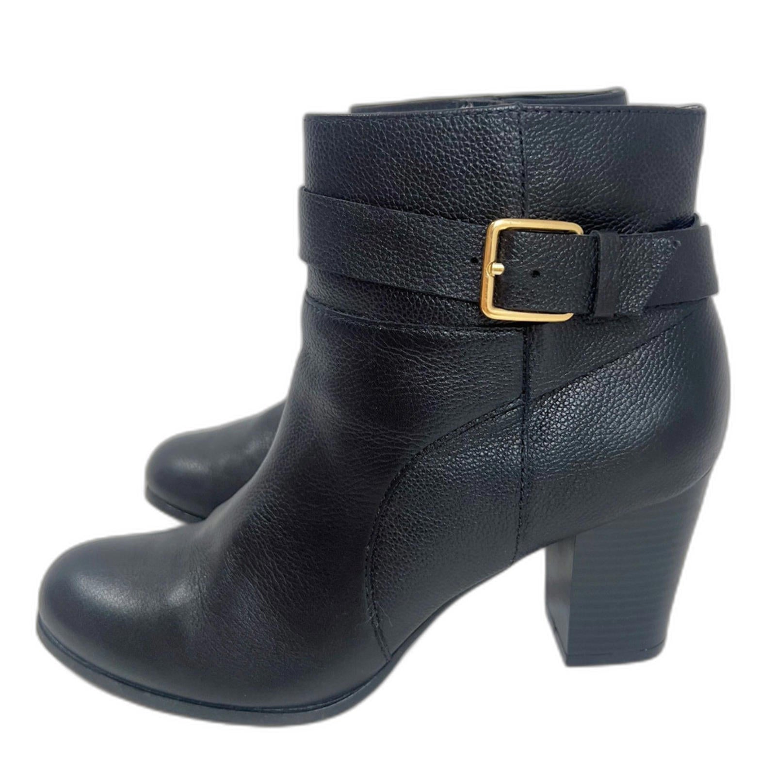 Cole Haan Rhinecliff Black Pebbled Leather Bootie Ankle Boot Gold Size by Hot Girl Secondhand