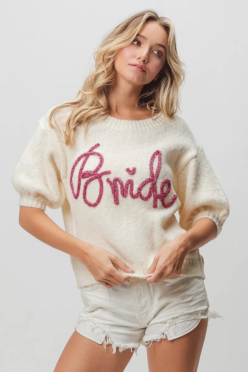 BRIDE SHORT PUFF SLEEVE SWEATER by RAËLIV