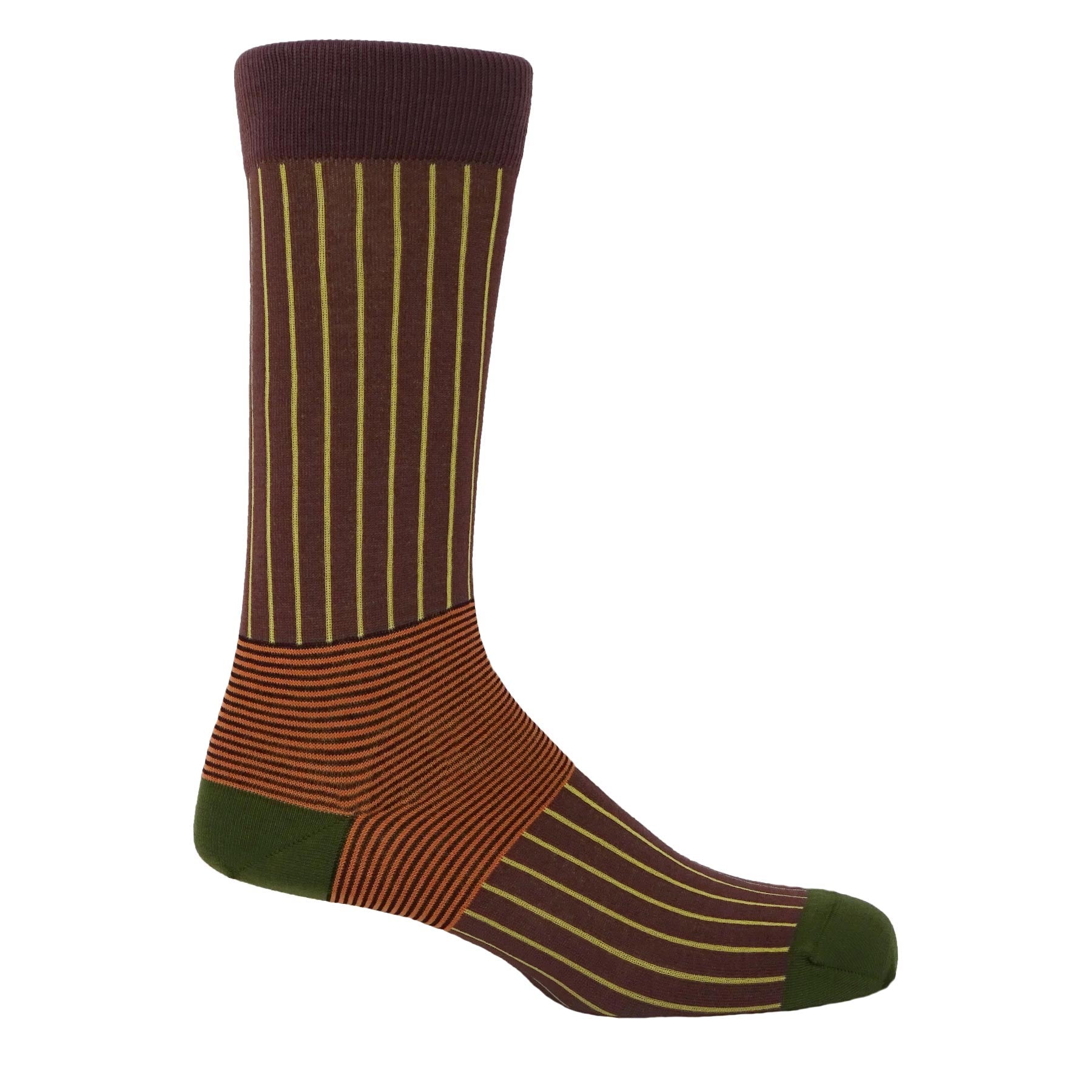 Oxford Stripe Men's Socks - Brown by Peper Harow