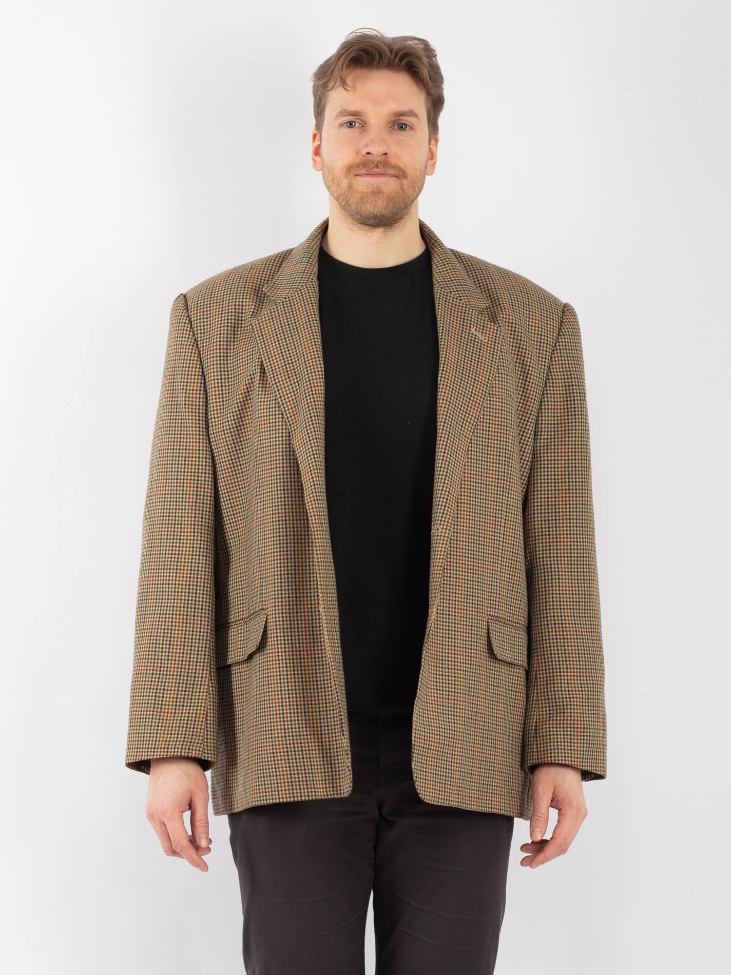 Vintage 90's Men Wool Blazer Jacket in Beige by Northern Grip
