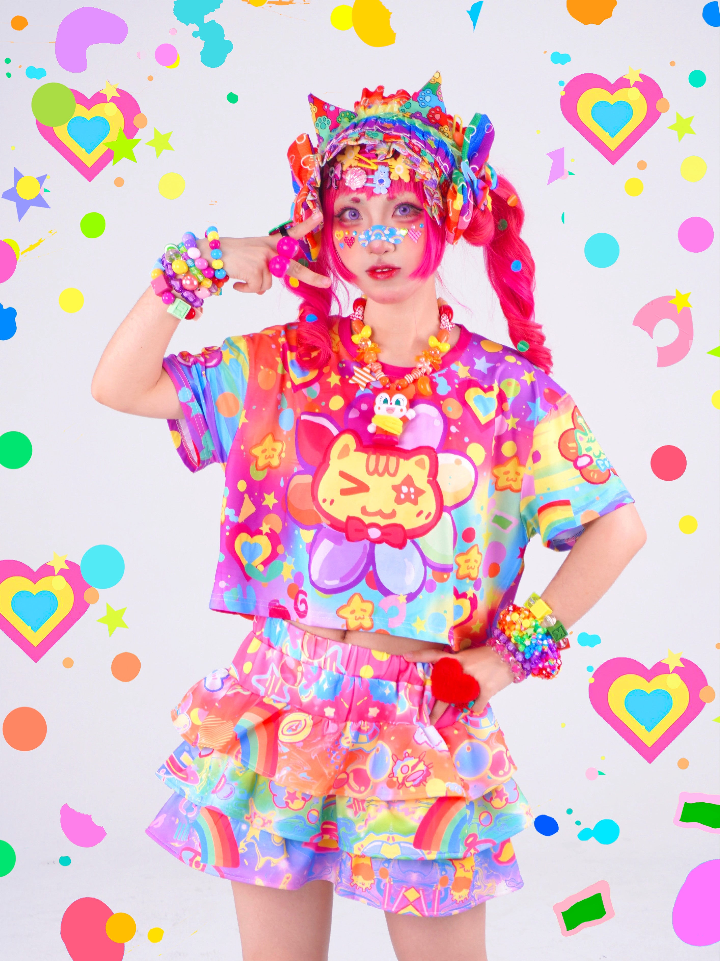 Decora Sunflower Cat Crop Tee - Dream Bubble by Land Decora