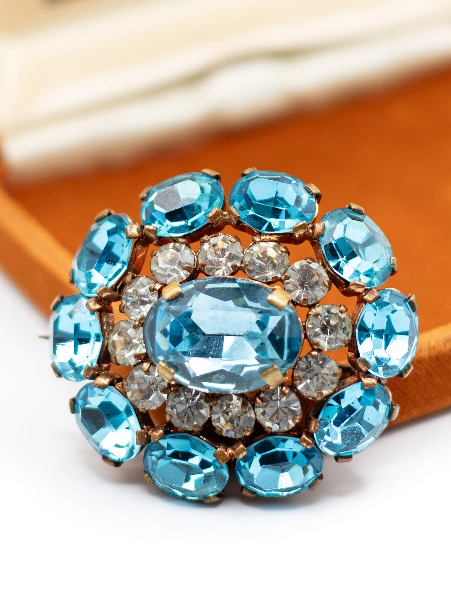 Vintage 50's Blue Rhinestone Statement Brooch by Northern Grip