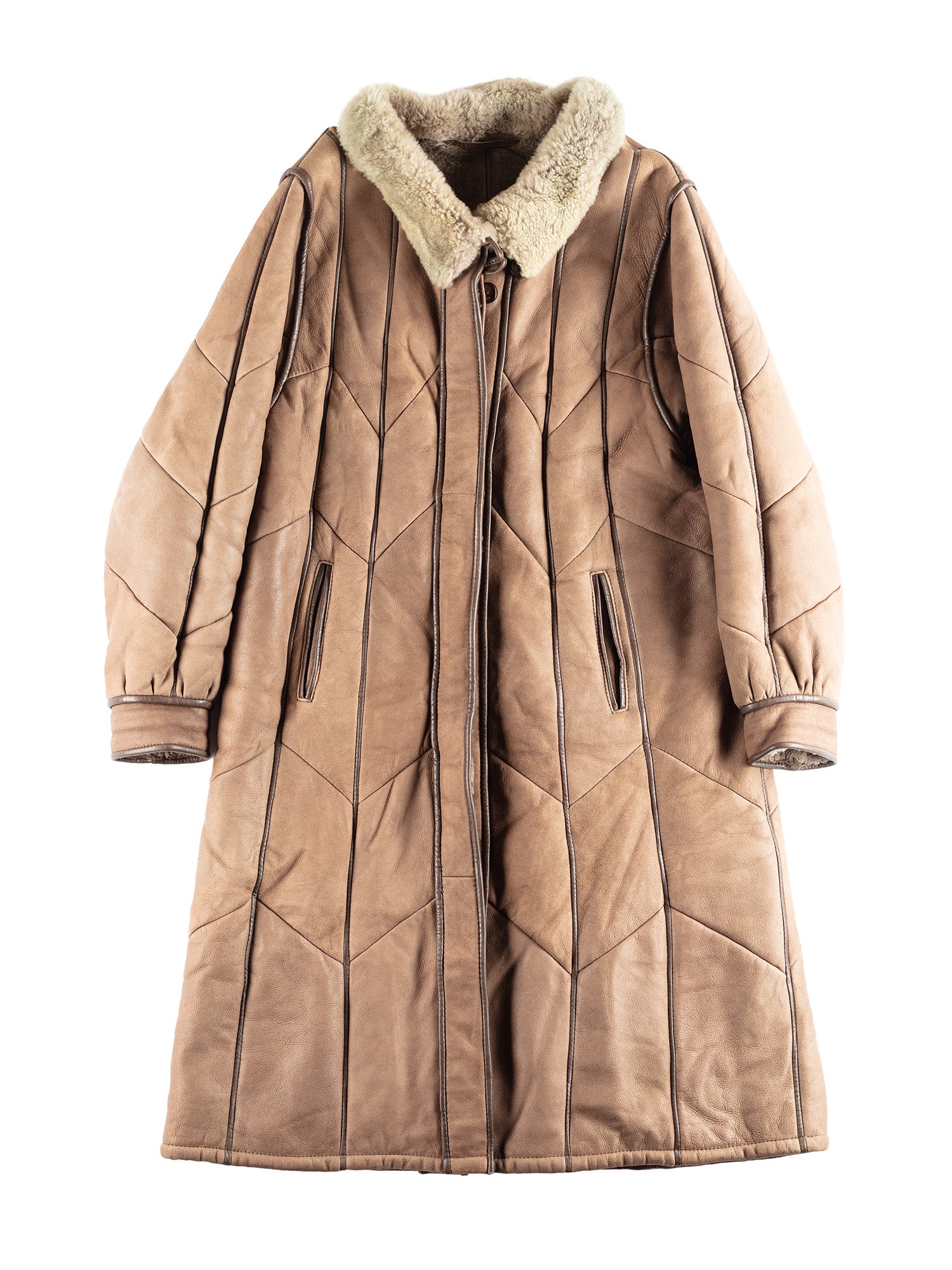 Vintage 80's Women Sheepskin Coat in Brown by Northern Grip