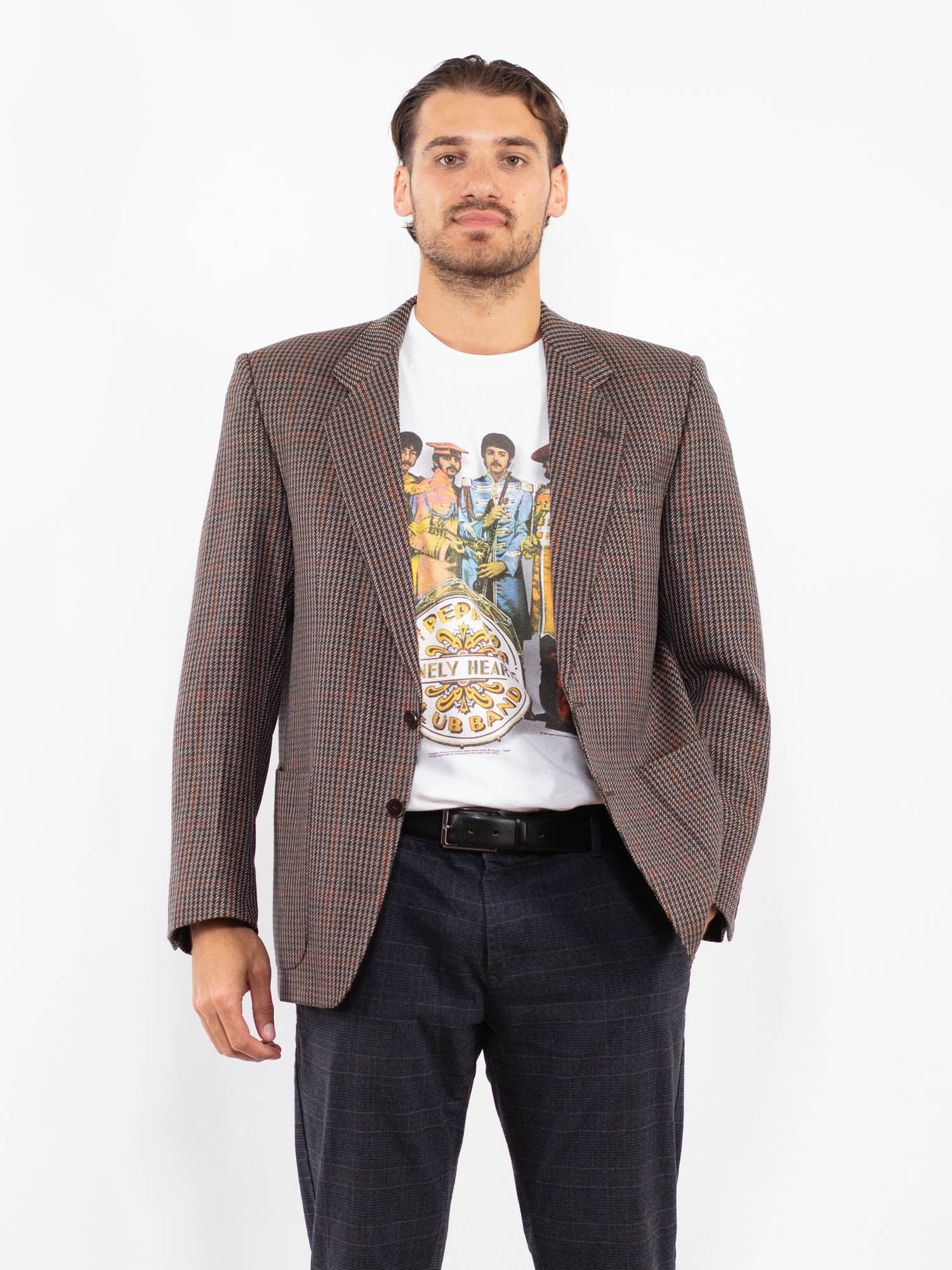 Vintage 70's Men Wool Blazer Jacket in Brown by Northern Grip