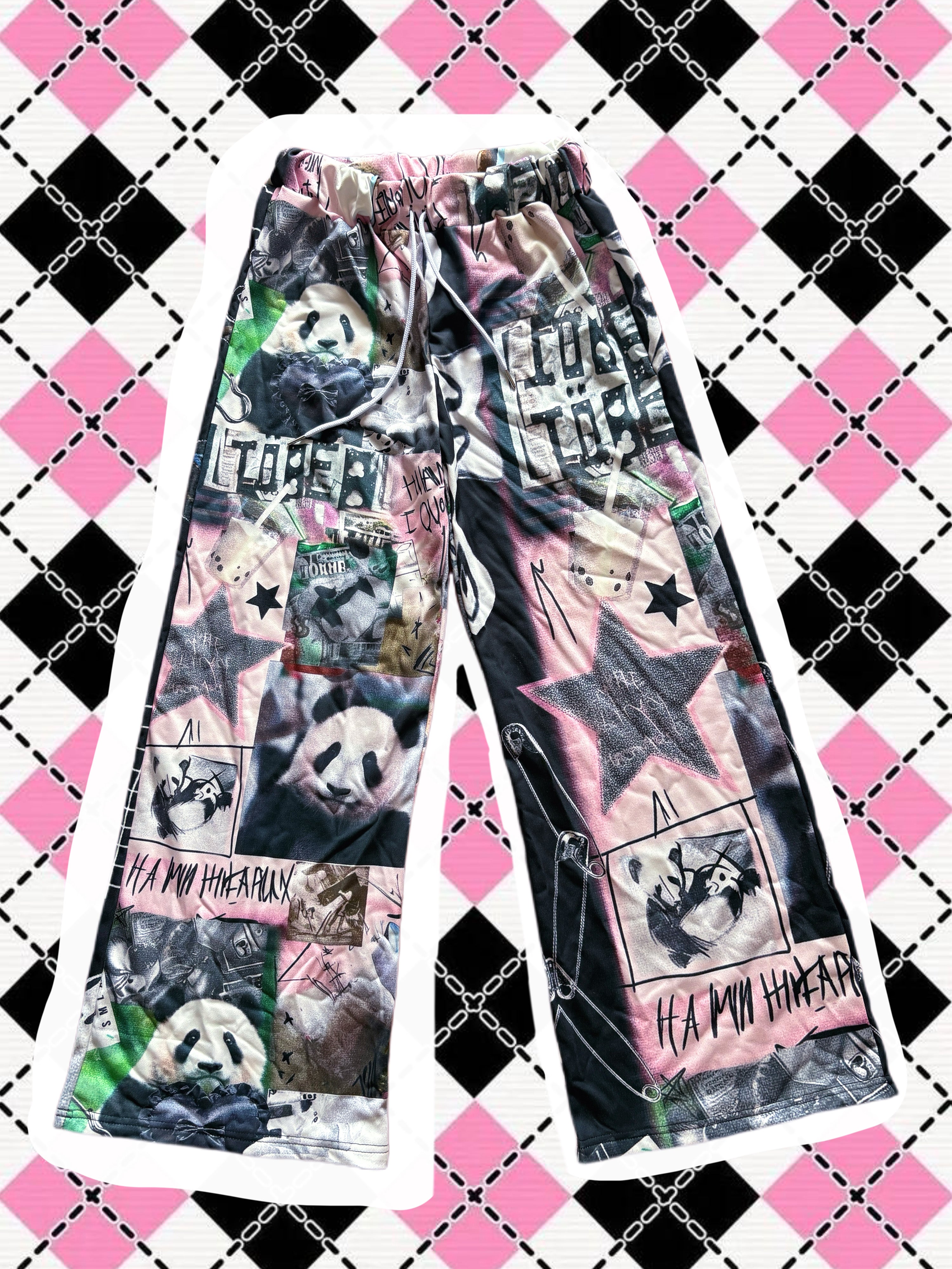 Y2K Panda Wide Leg Pants Loose Fit Kawaii Streetwear - LEERROO by Land Decora