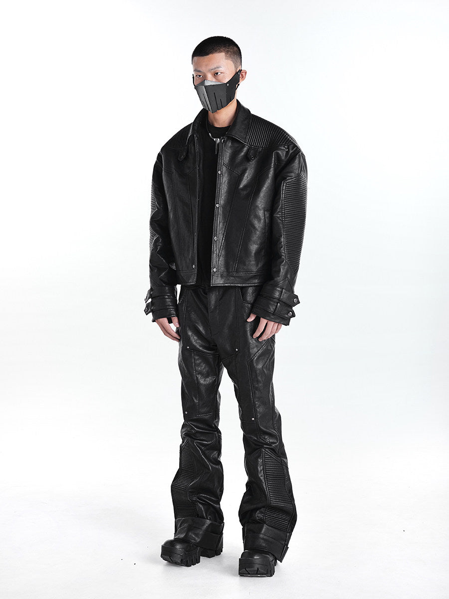 Off/Sc Textured Avant-Garde High Waist Biker Jacket by OFFCULTURE