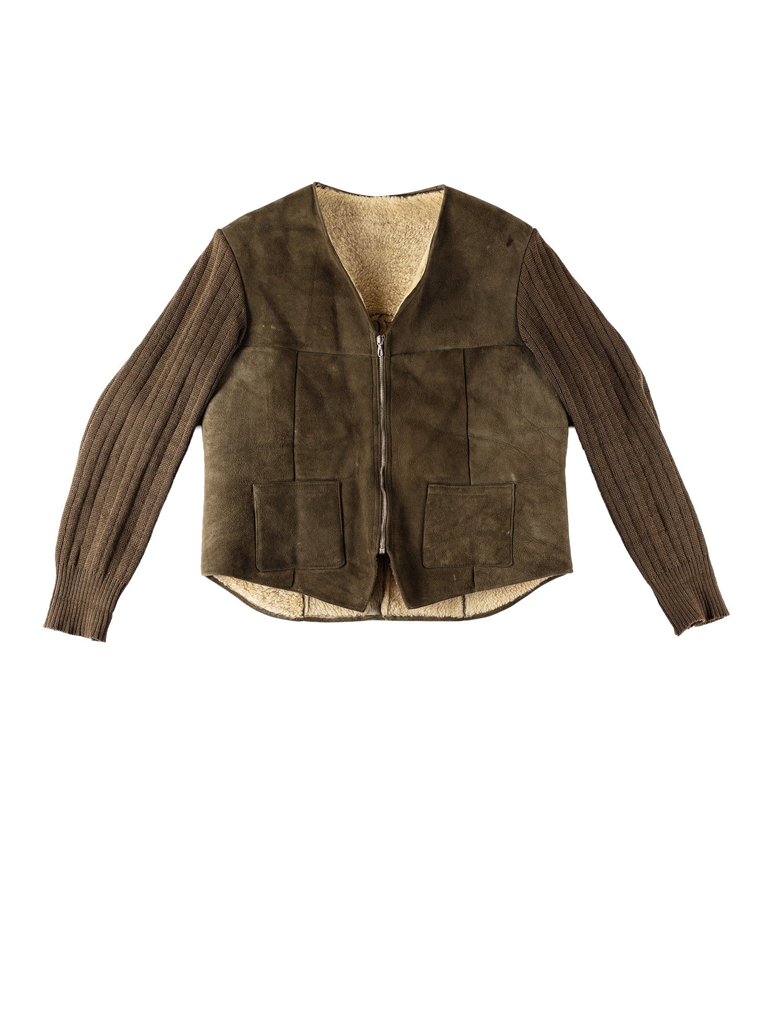Vintage 80's Women Sheepskin Jacket in Khaki Green by Northern Grip