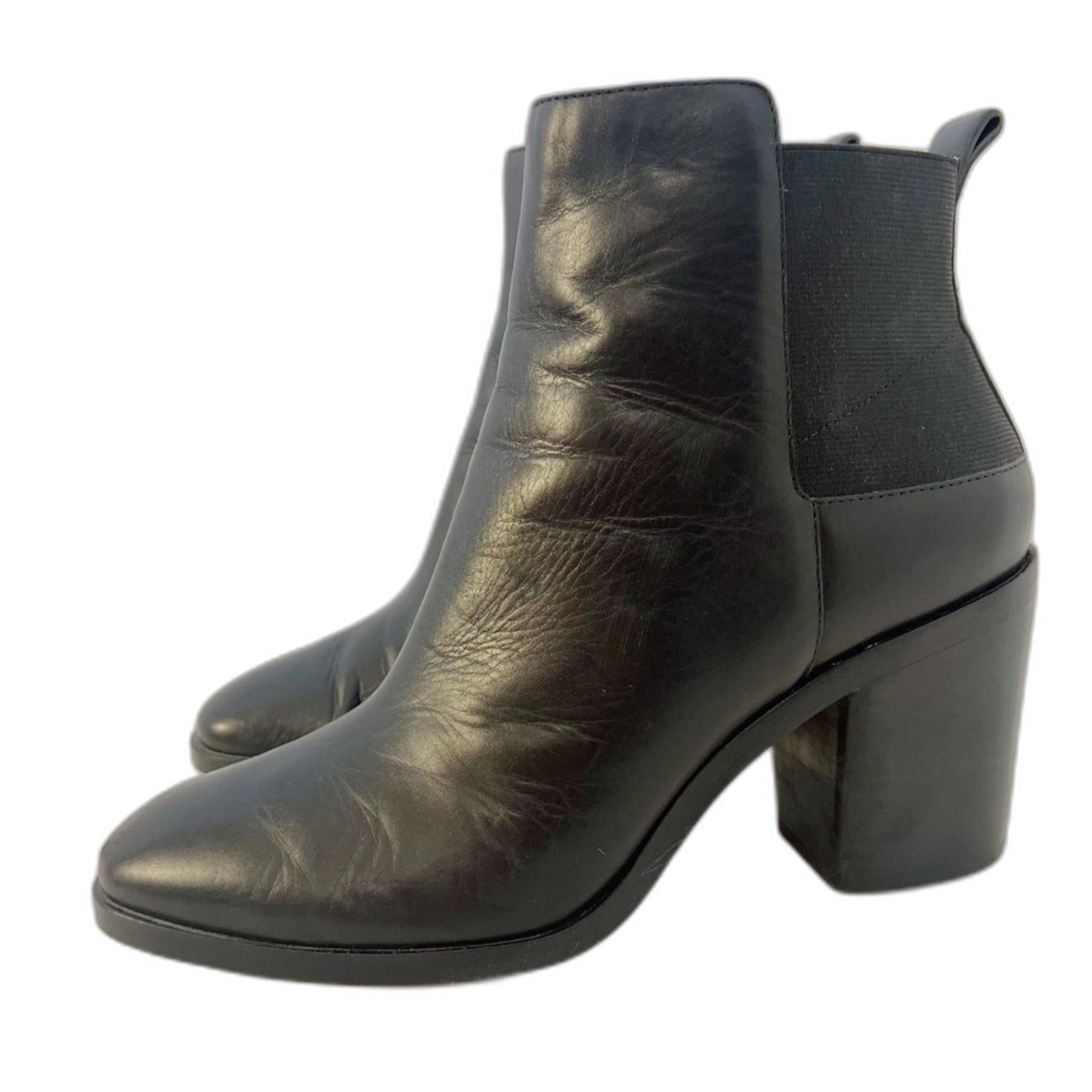 Pour la Victoire Black Leather Ankle Boots Heeled Booties Women's Size by Hot Girl Secondhand