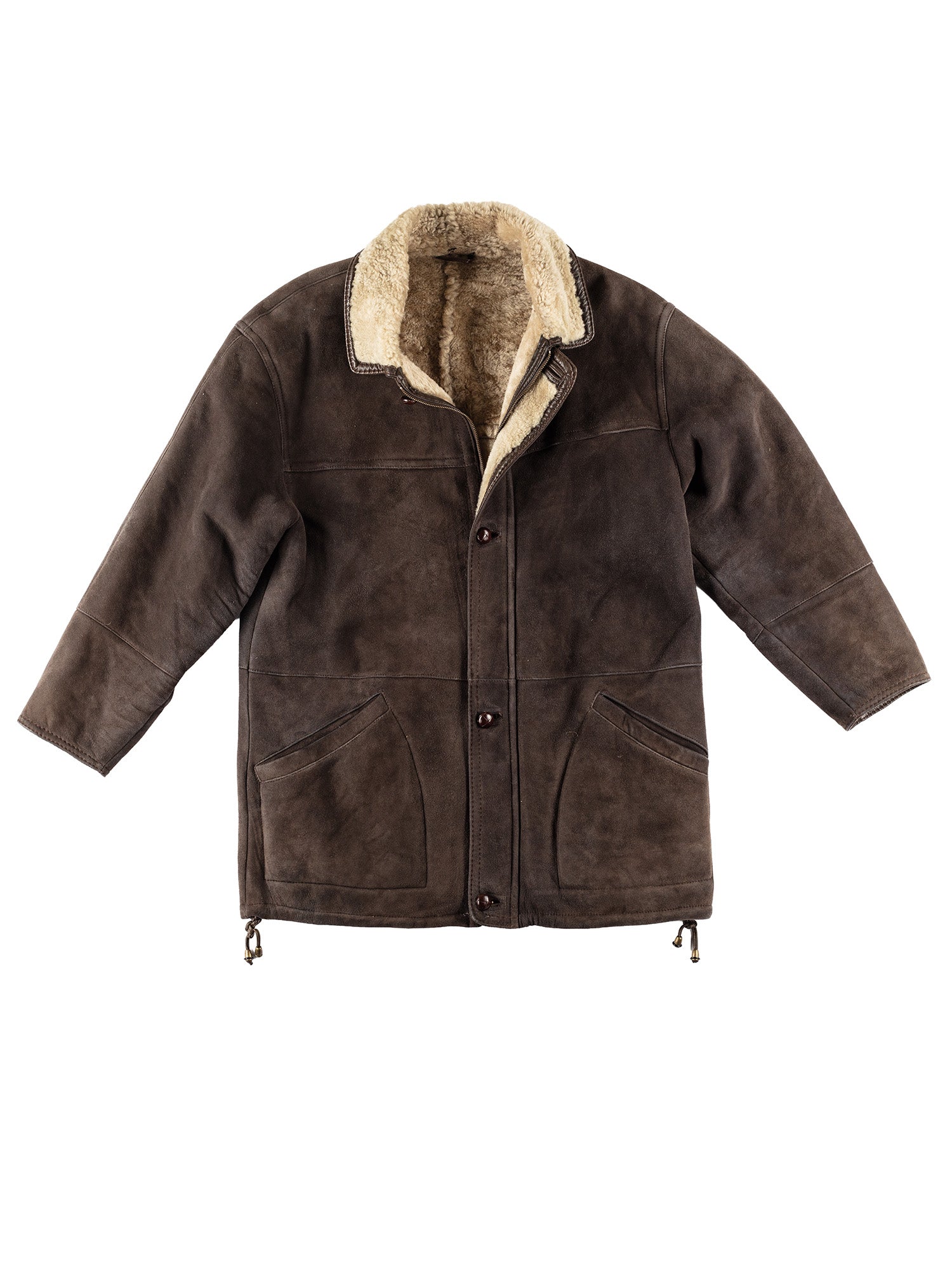 Vintage 80's Men Sheepskin Coat in Brown by Northern Grip
