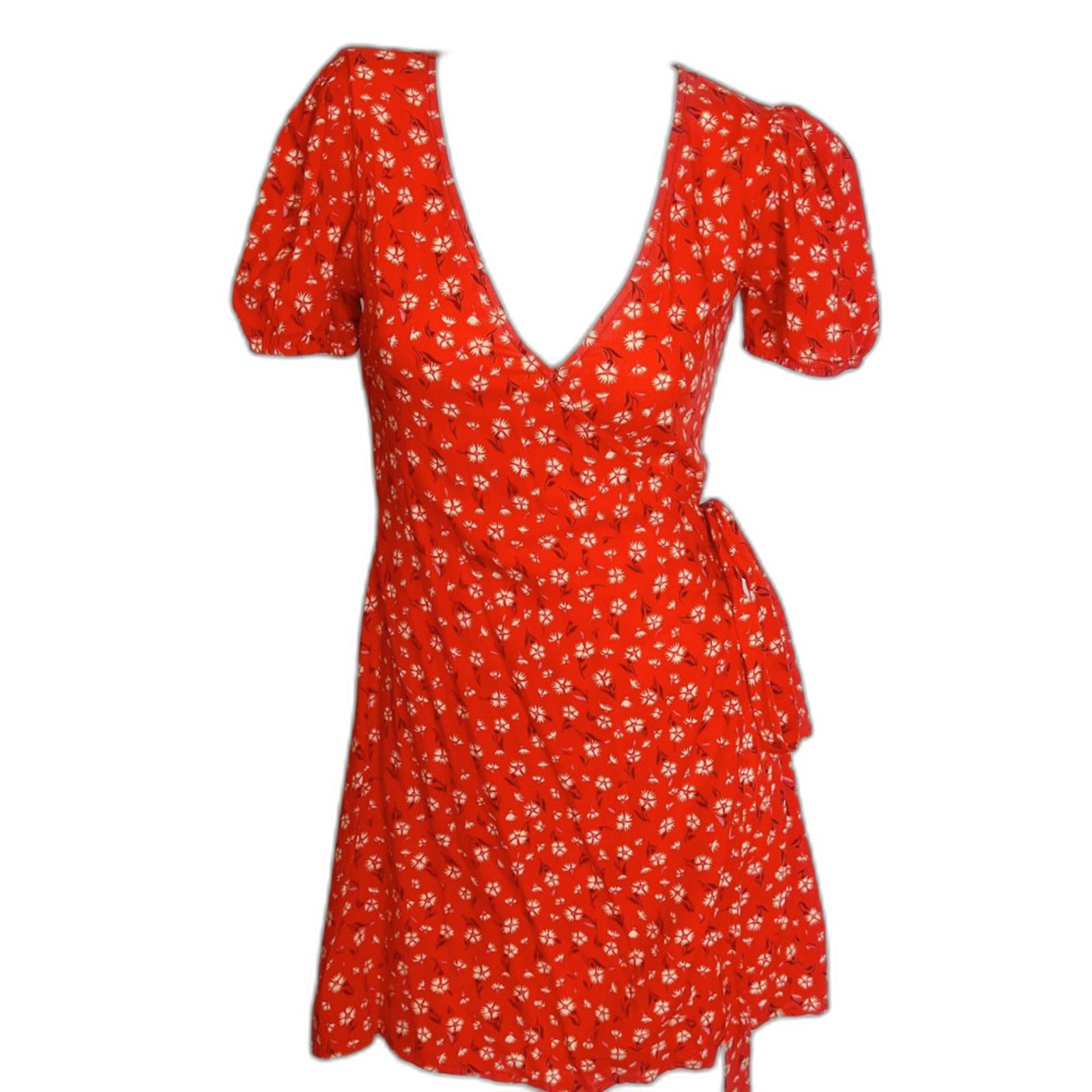 Billabong Women's Hot Tropix Red Floral Wrap Dress Sundress Summer Siz by Hot Girl Secondhand