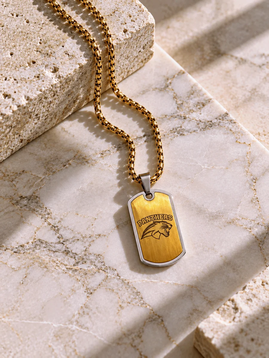 THE LEGACY TAG KEEPSAKE NECKLACE CUSTOM ENGRAVED (18K GOLD PLATED & WA by RAËLIV