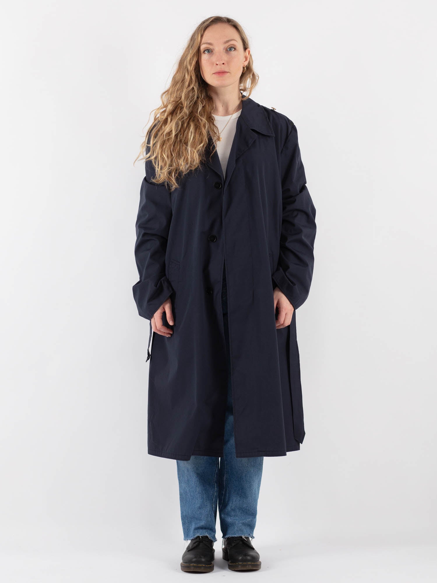 Vintage 90's Women Trench Coat in Blue by Northern Grip