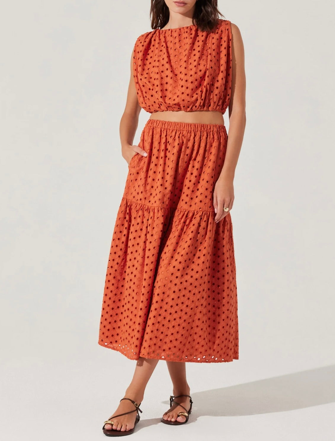 Nalley Eyelet Midi Skirt by Sierra Deene