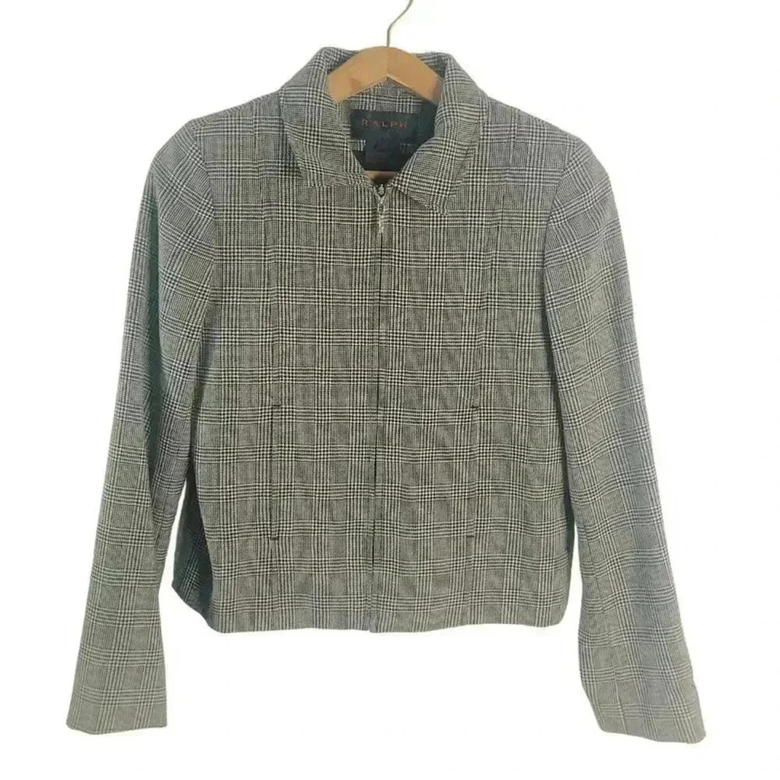 Vintage Ralph Lauren Wool Black and White Houndstooth Jacket Women's S by Hot Girl Secondhand