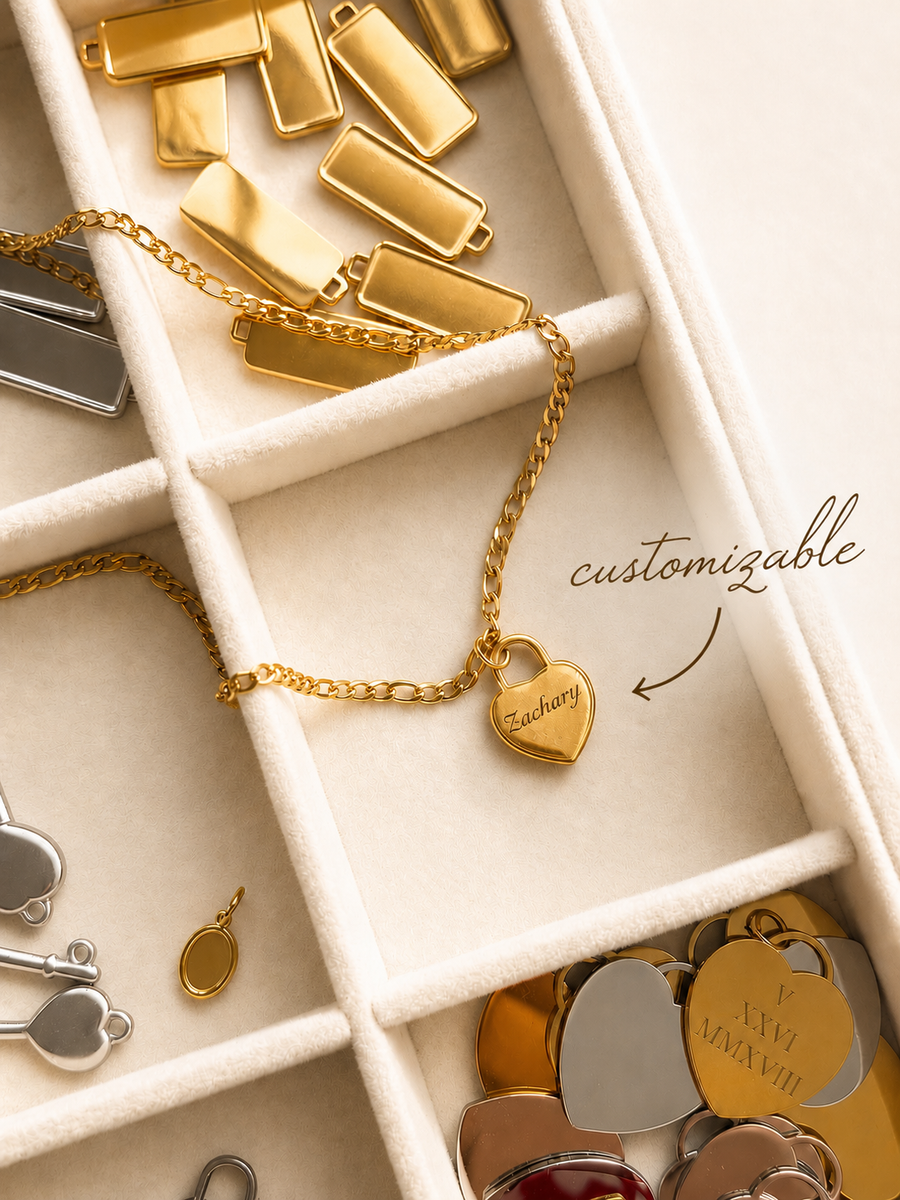 THE LOVE LOCK NECKLACE (CUSTOM ENGRAVING, TARNISH-FREE, WATERPROOF, 18 by RAËLIV