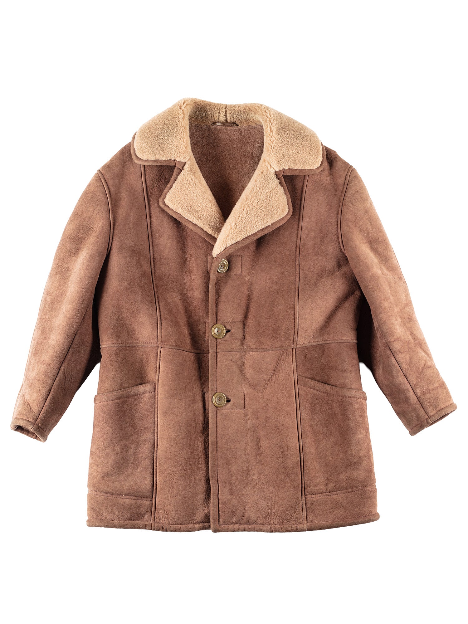 Vintage 80's Men Sheepskin Coat in Brown by Northern Grip