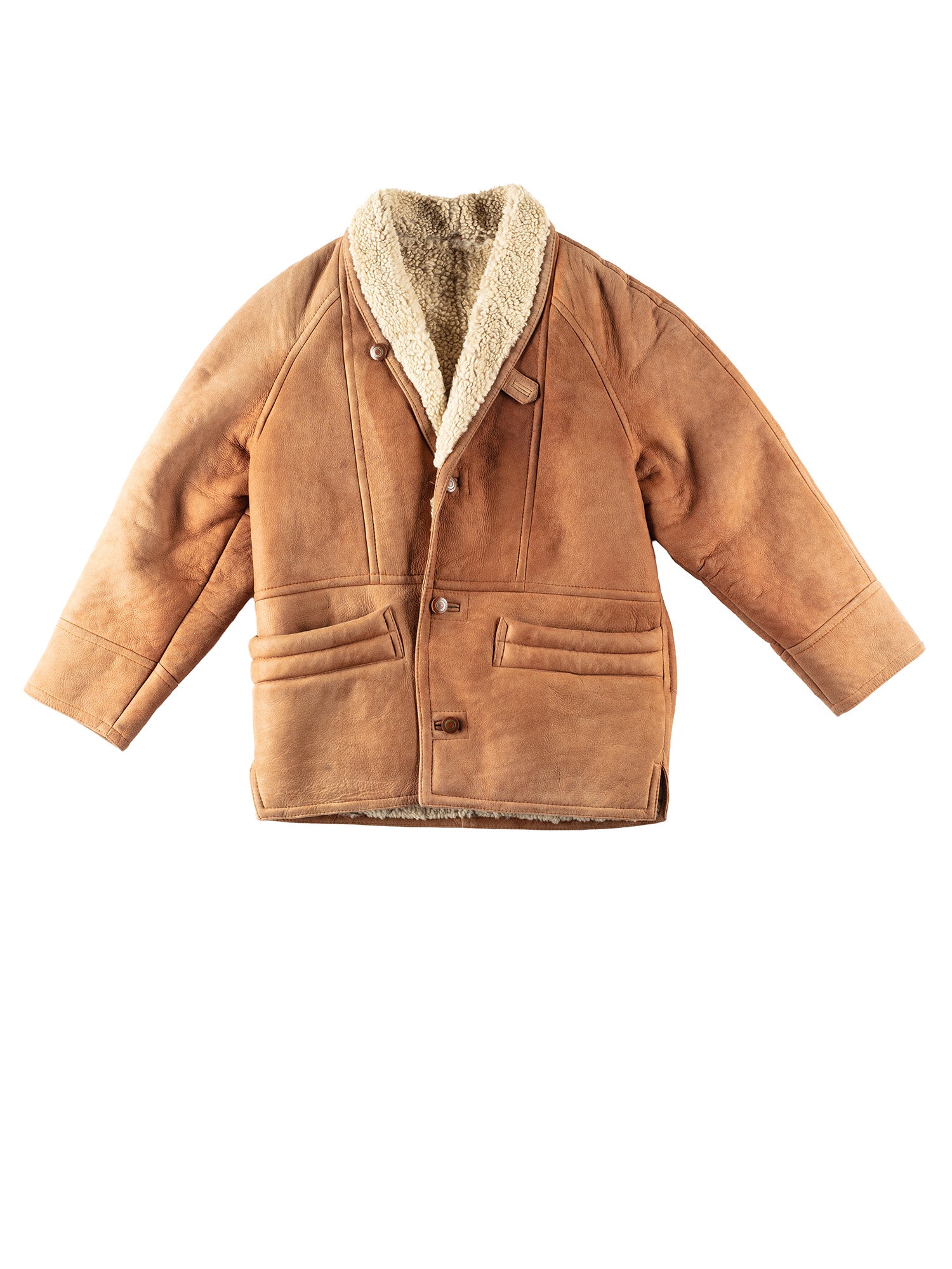 Vintage 80's Men Sheepskin Coat in Camel Brown by Northern Grip