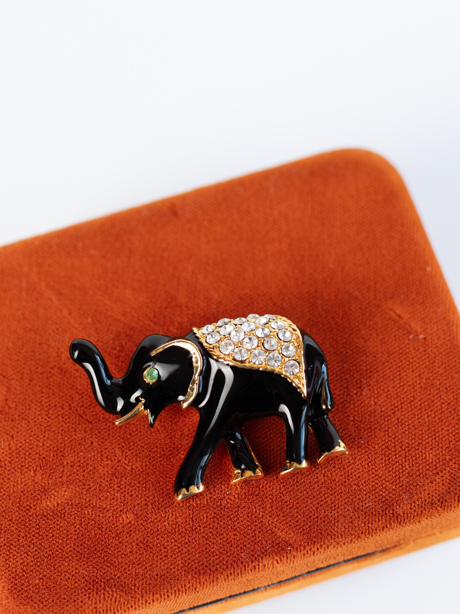 Vintage 90's Black Enamel Elephant Brooch by Northern Grip