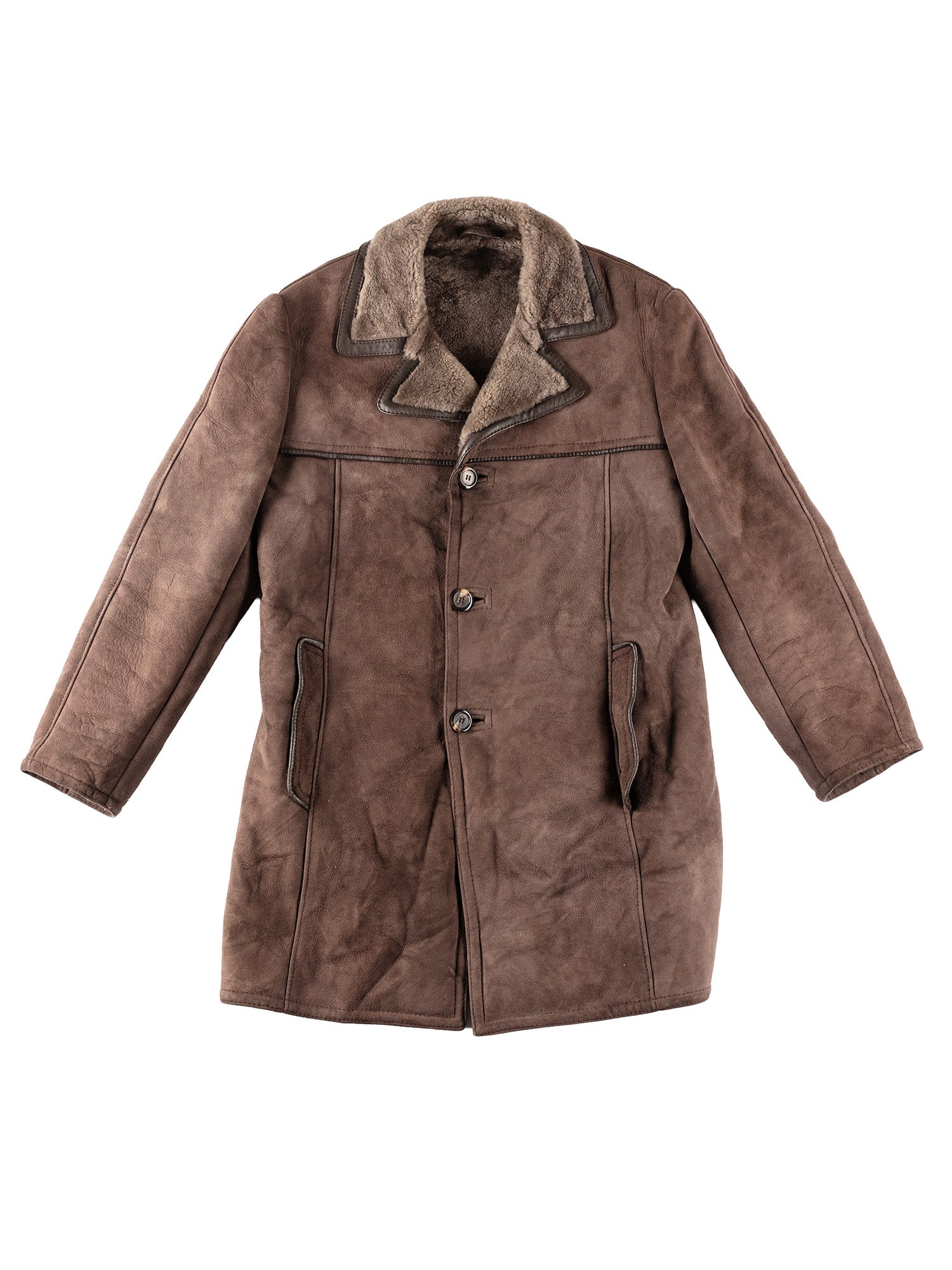 Vintage 70's Men Sheepskin Coat in Brown by Northern Grip