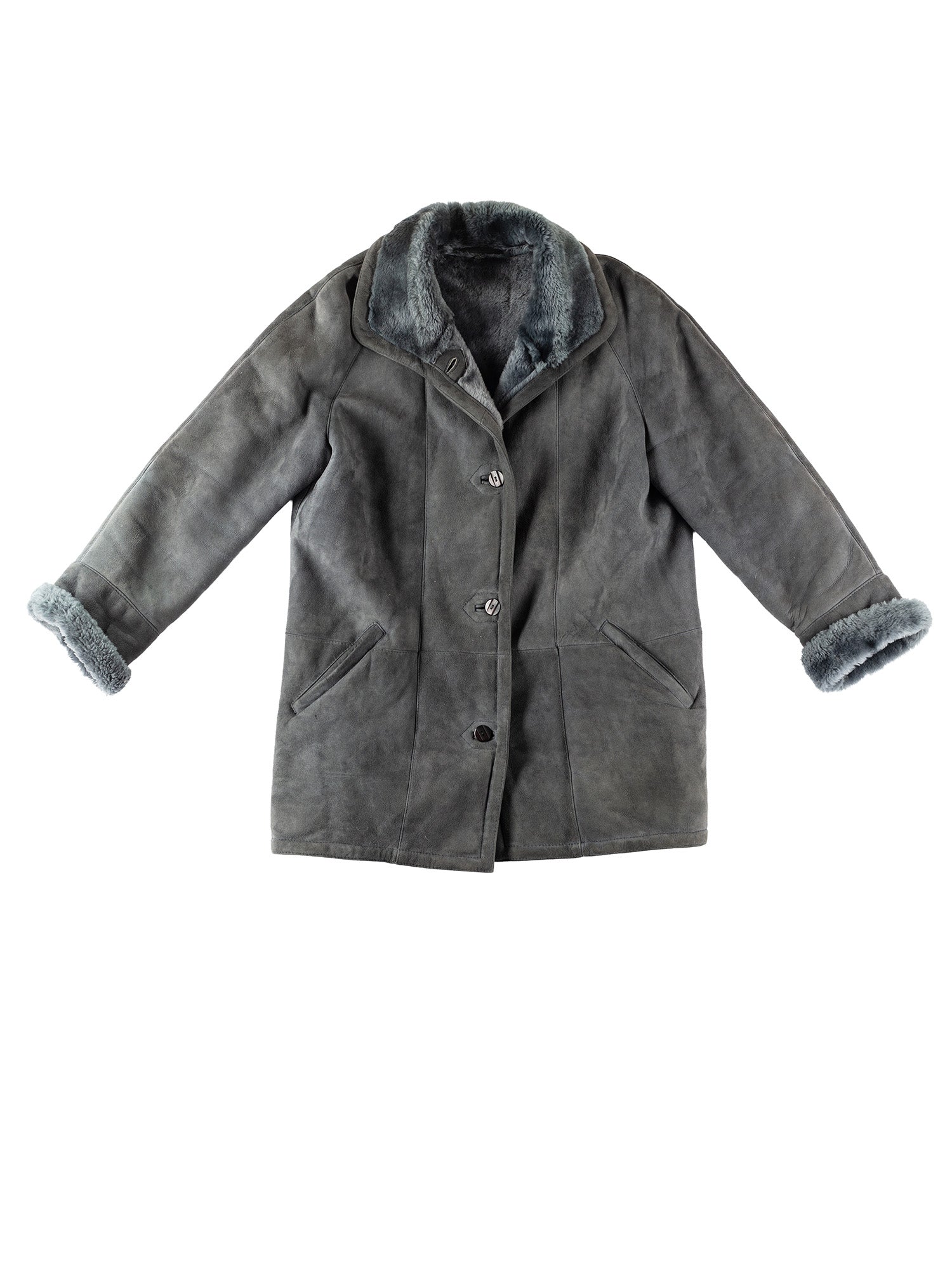 Vintage 80's Women Sheepskin Coat in Gray by Northern Grip