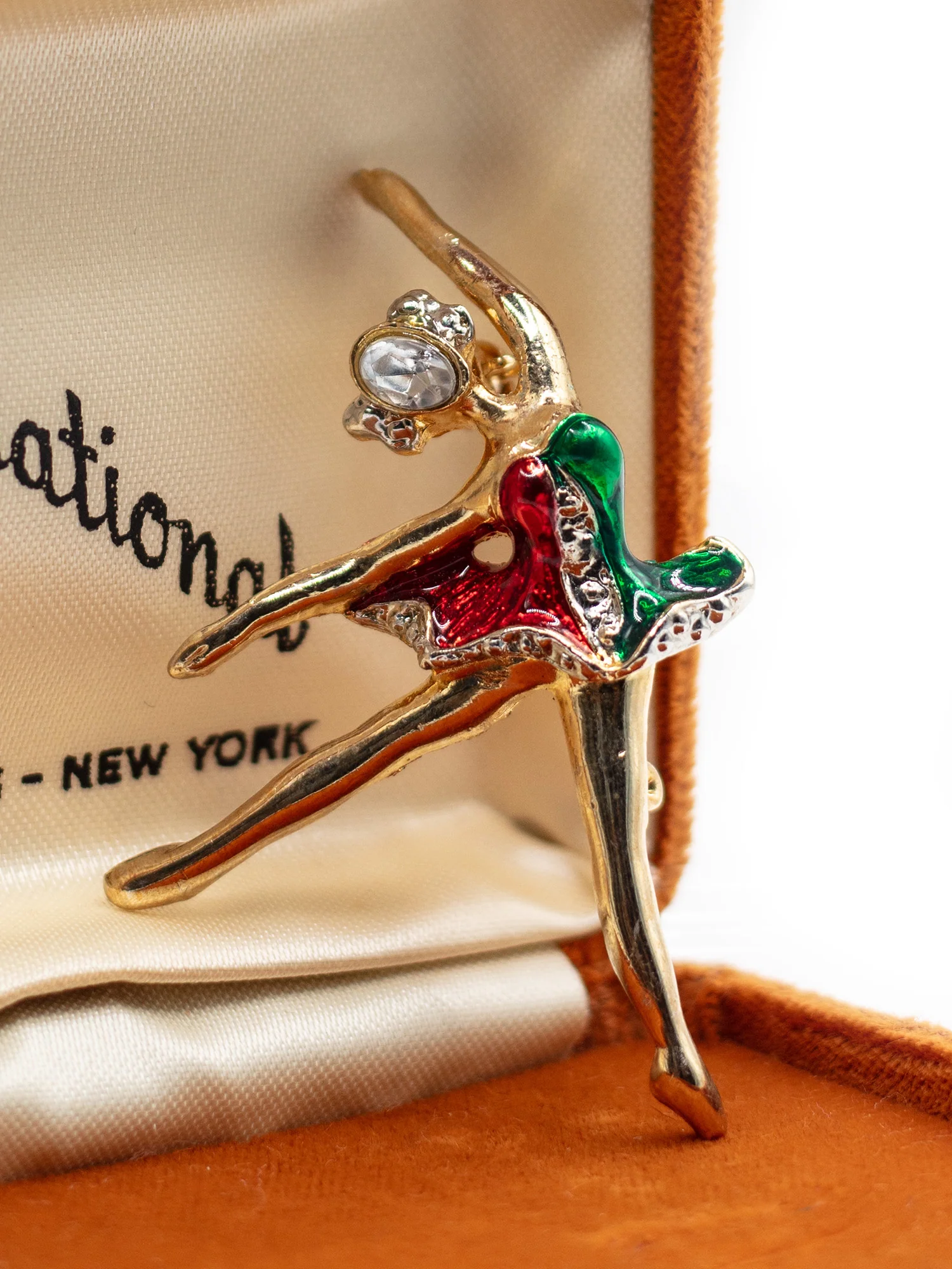 Vintage 60's Enamel Ballerina Dancer Brooch by Northern Grip