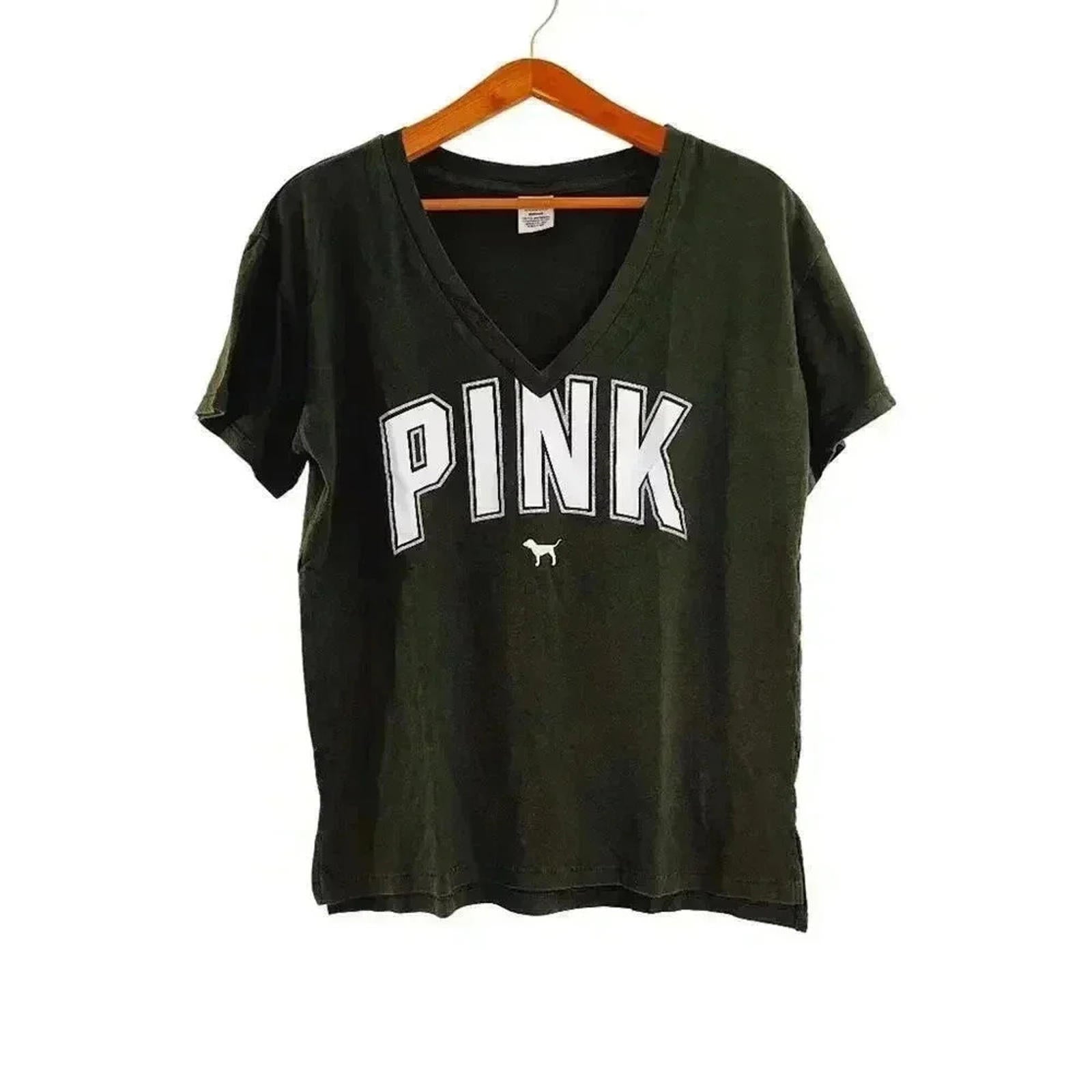 VS Pink Victoria's Secret Forest Green V Neck Tee Women's Size M by Hot Girl Secondhand