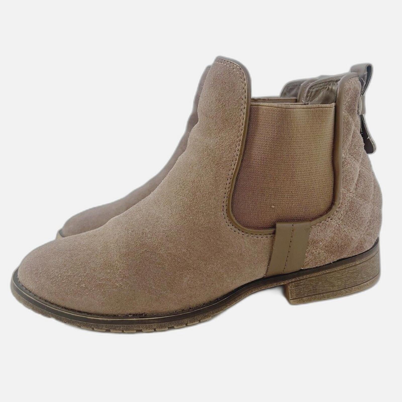Steve Madden Gianna Taupe Suede Chelsea Ankle Boots Booties Women's Si by Hot Girl Secondhand