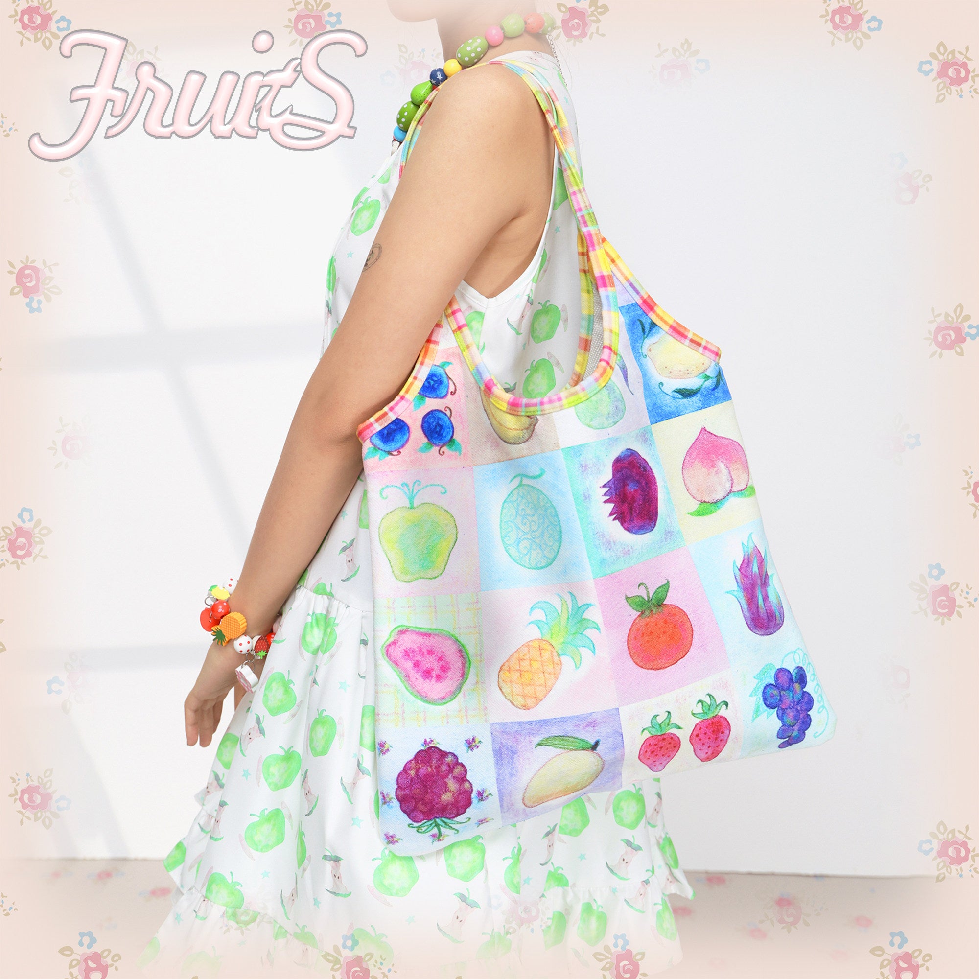 Hand-Painted Fruit Tote Bag - FRUITS by Land Decora