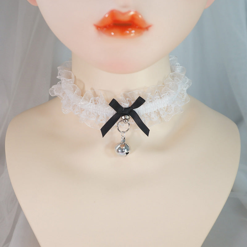 Kawaii Lace Bell Choker Ribbon Collar - MaoJiang by Land Decora