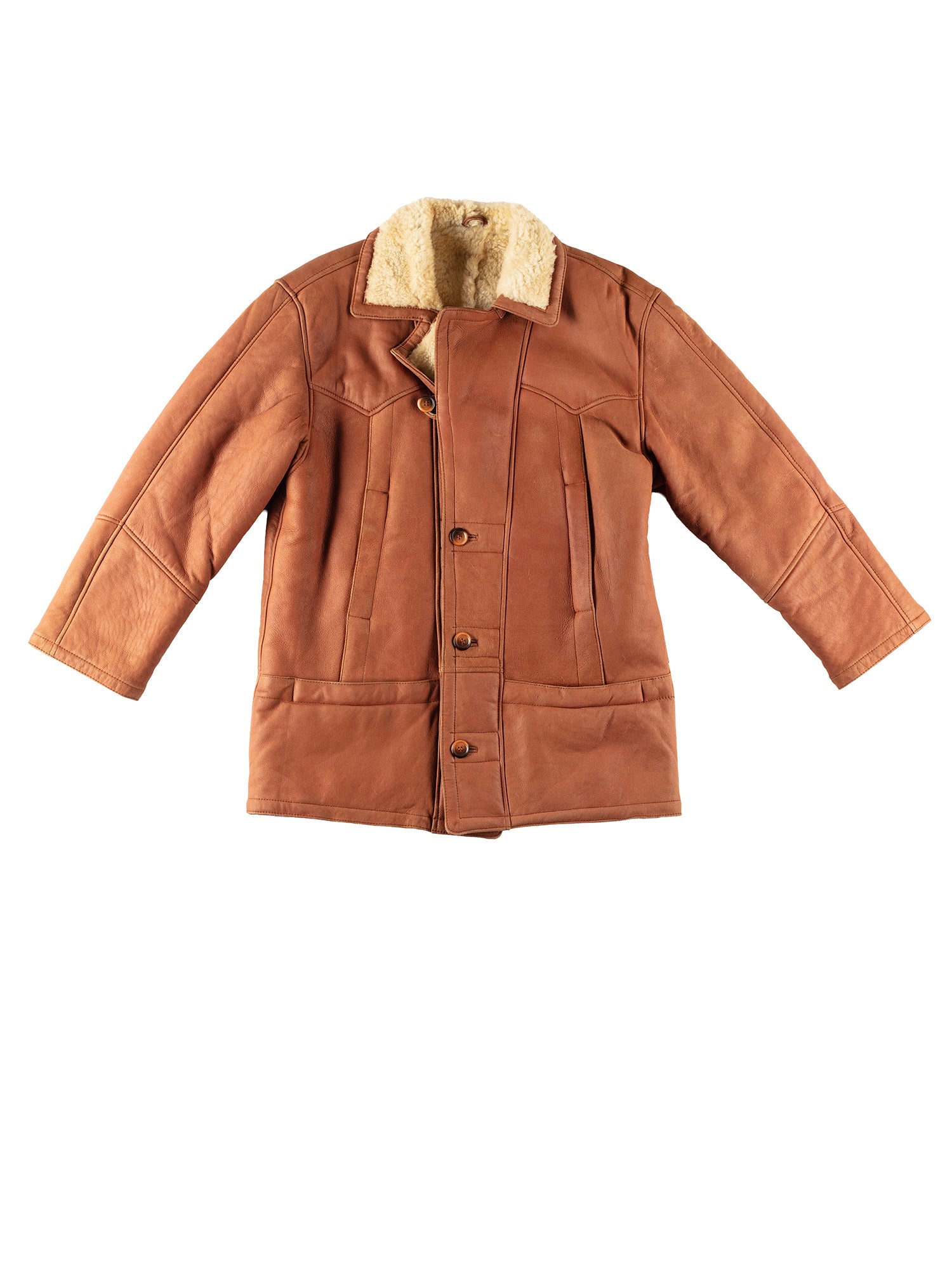 Vintage 80's Men Sheepskin Coat in Brown by Northern Grip