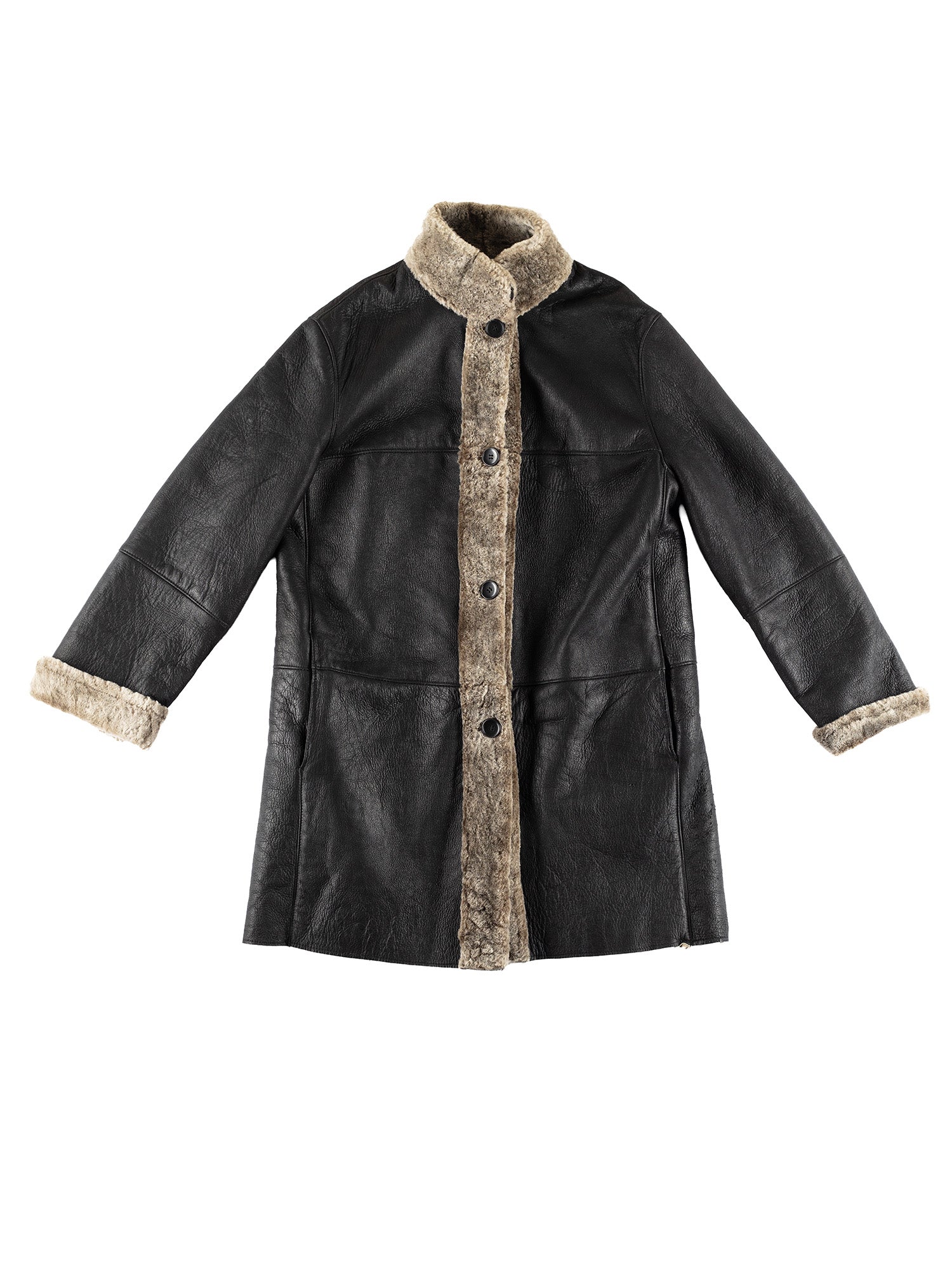 Vintage 80's Women Sheepskin Coat in Black by Northern Grip