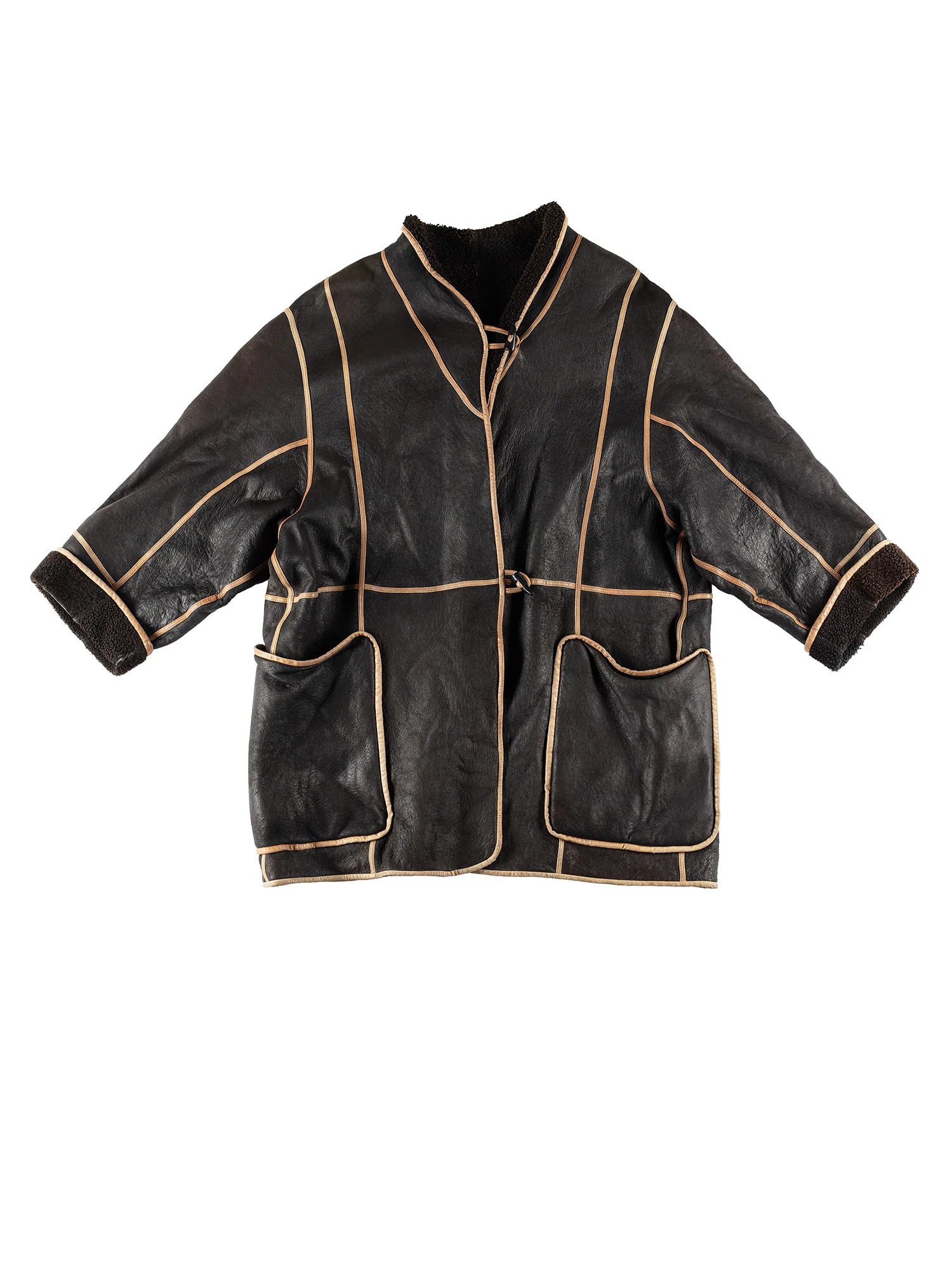 Vintage 80's Women Sheepskin Coat in Black by Northern Grip