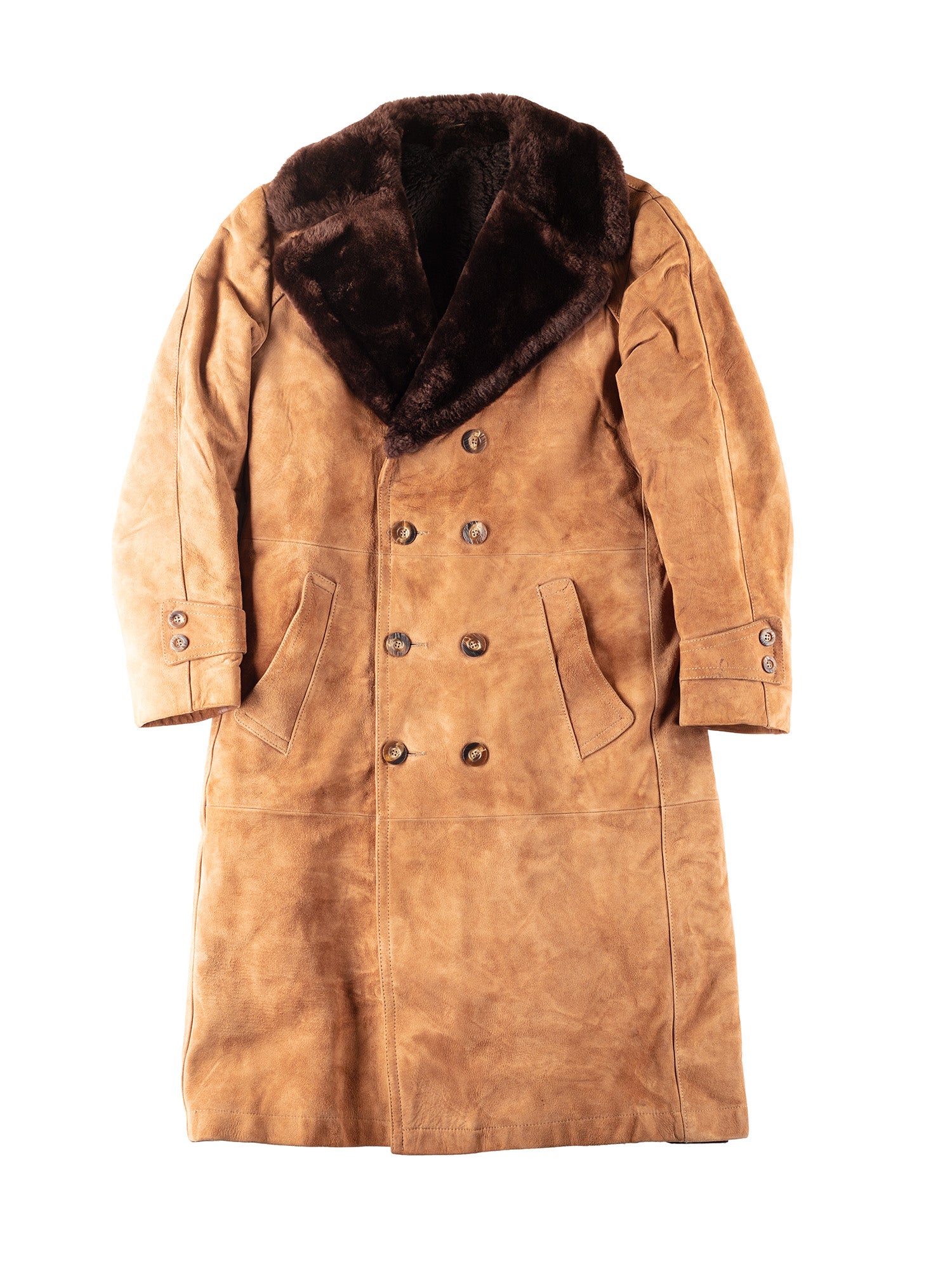 Vintage 70's Men Sheepskin Coat in Brown by Northern Grip