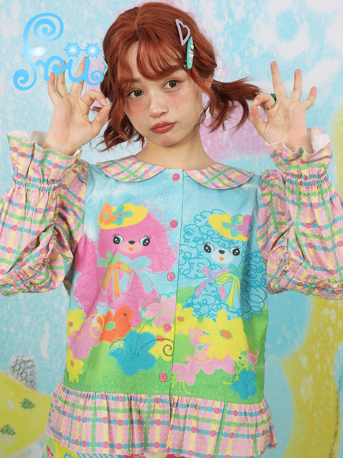 Decora Kei Snow Farm Puppy Blouse | Frufru Harajuku Fashion by Land Decora