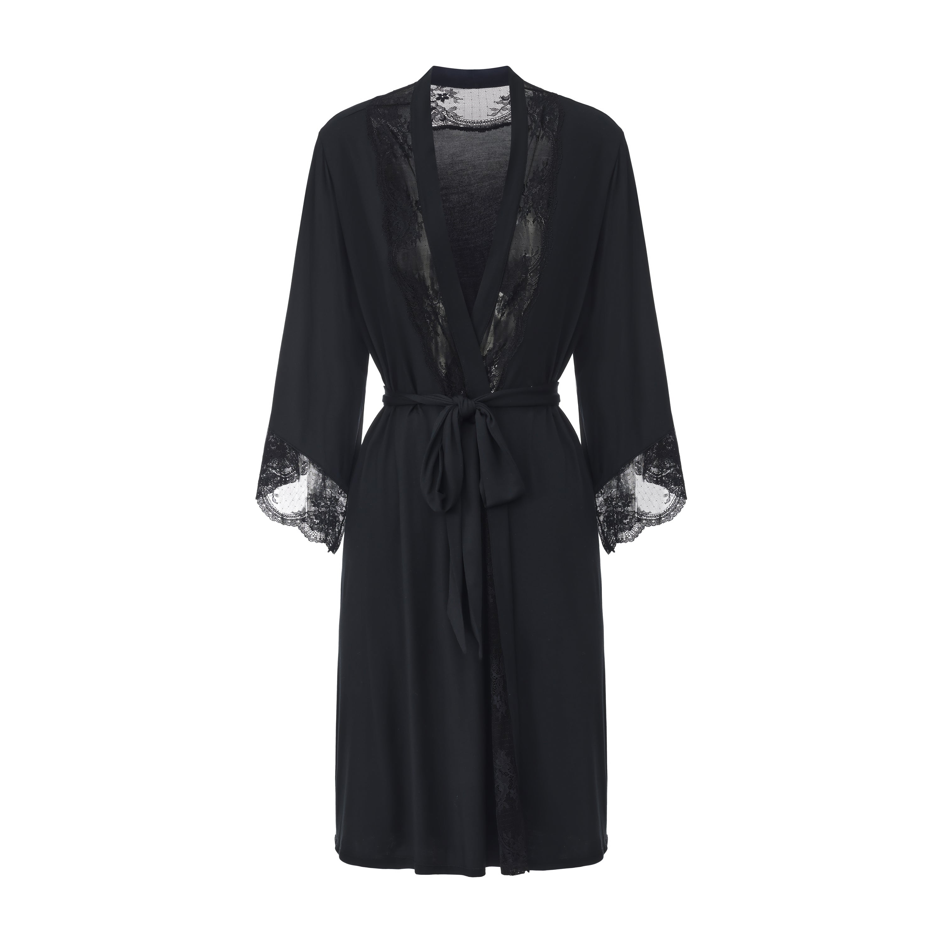 Nest LENZING™ Modal & Lace Trim Short Robe | Amour d'Agnette Lingerie by Amour d'Agnette