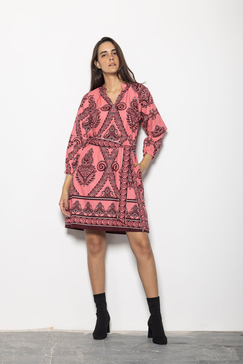 SALMON MOTIFS GIA DRESS by Maude Vivante