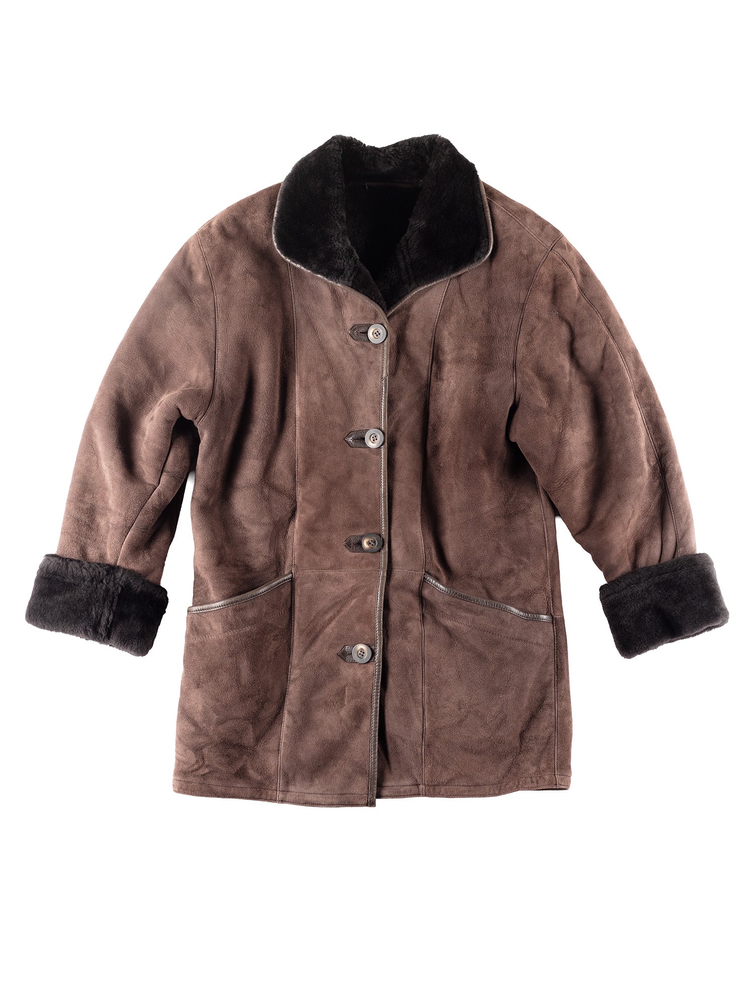 Vintage 90's Women Sheepskin Coat in Brown by Northern Grip