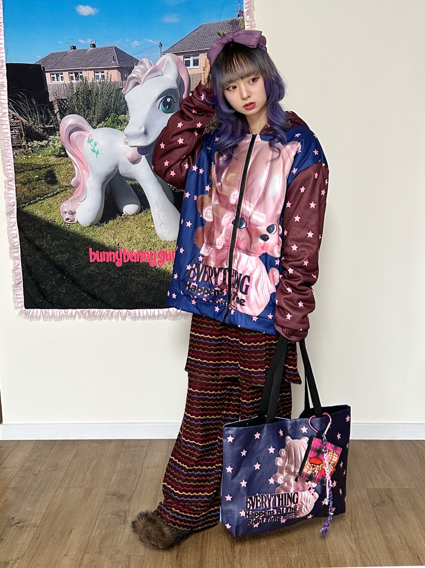 Harajuku Colorblock Fleece Zip Hoodie - bunnybunnygun by Land Decora