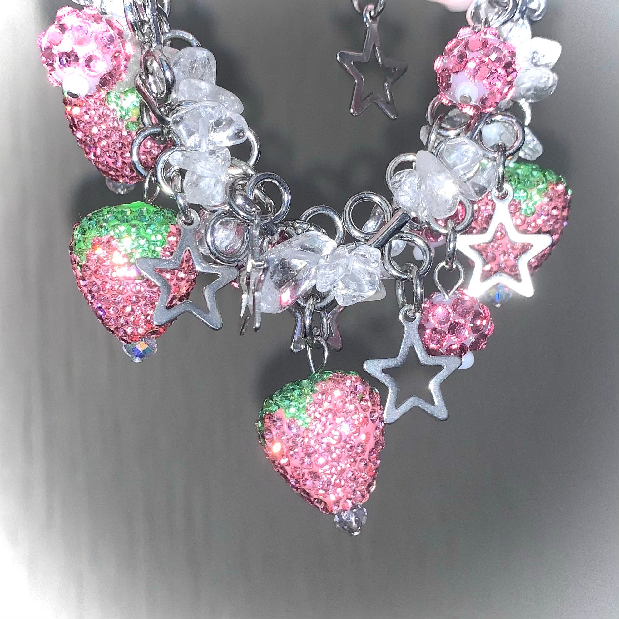 Y2K Strawberry Crystal Bracelet - Pocketbabe by Land Decora
