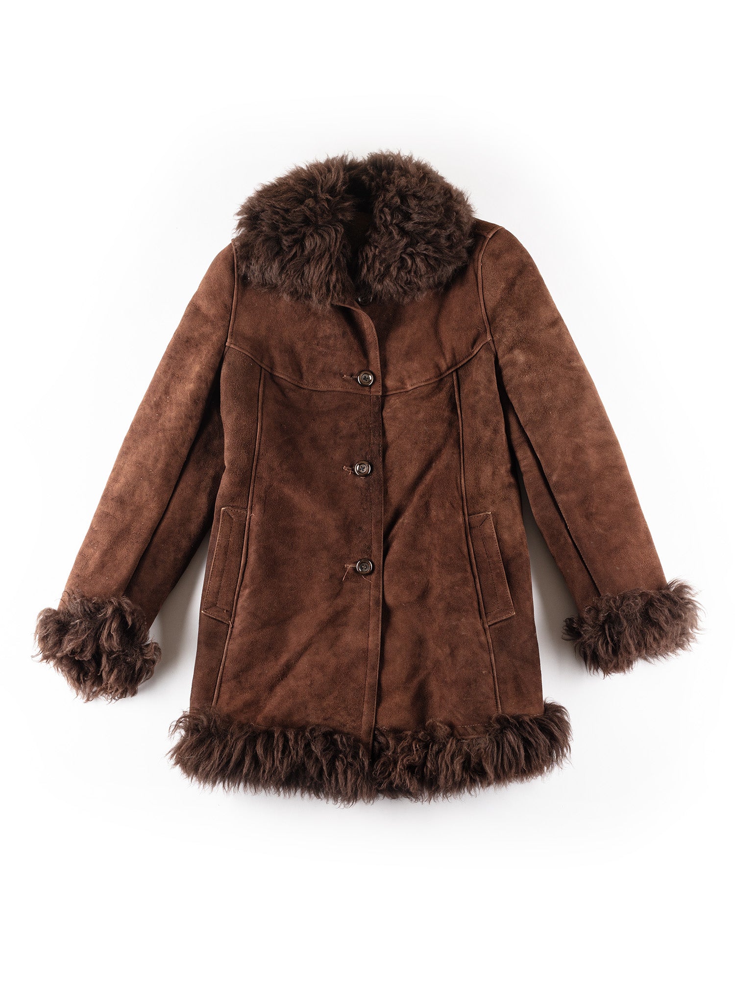 Vintage 70's Women Sheepskin Penny Lane Coat in Brown by Northern Grip