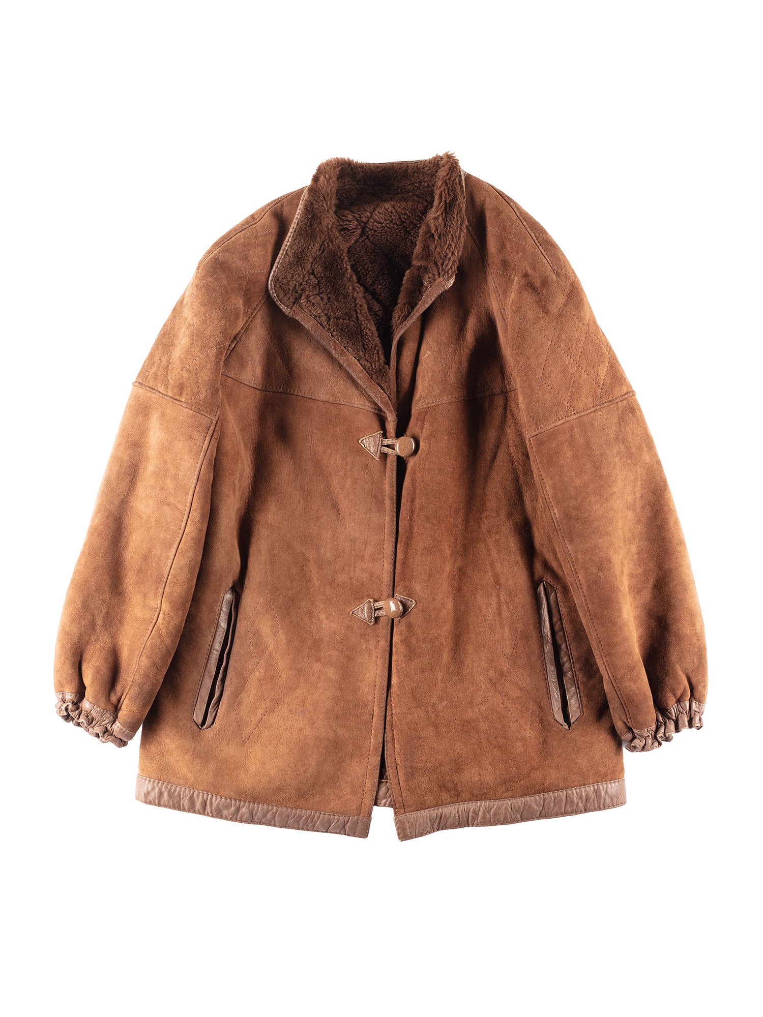 Vintage 80's Women Sheepskin Coat in Brown by Northern Grip