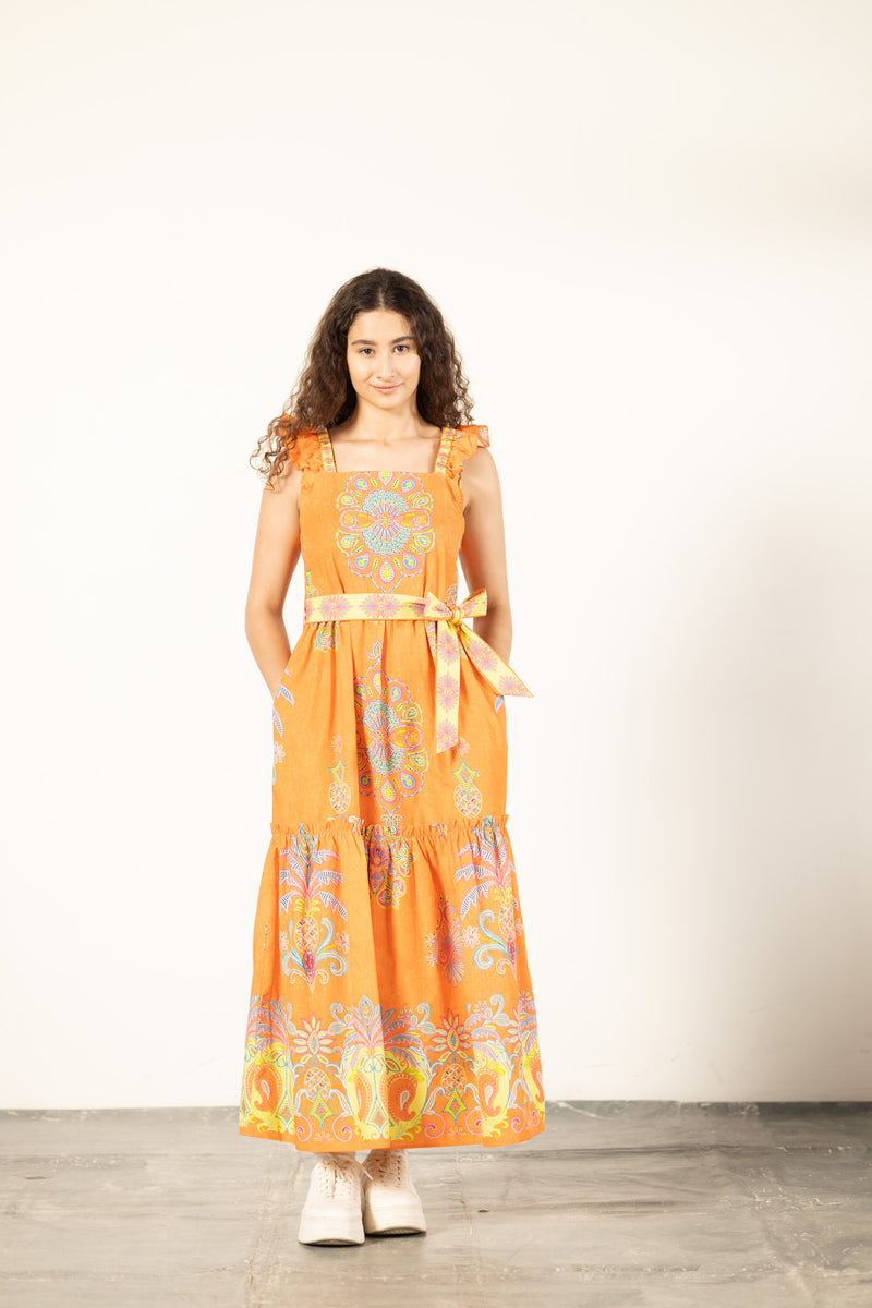 APRICOT FILIGREE ELSIE DRESS by Maude Vivante