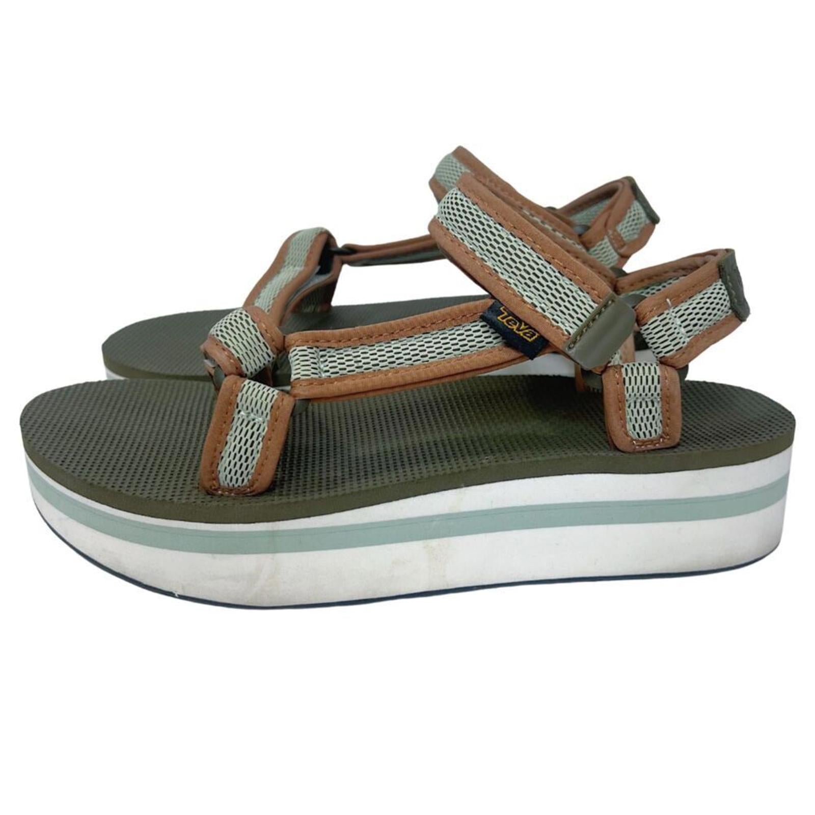 Teva Women's Flatform Universal Mesh Sandals Green Platform Sandals Si by Hot Girl Secondhand