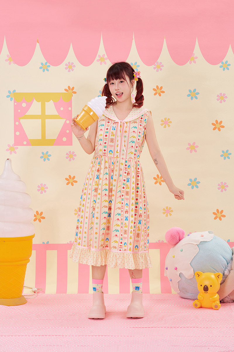 Animal Print Sailor Dress Kawaii Summer - NIKKOU by Land Decora