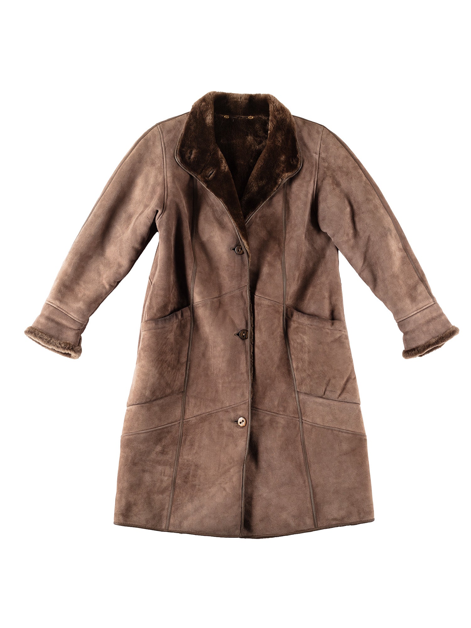 Vintage 80's Women Sheepskin Coat in Brown by Northern Grip